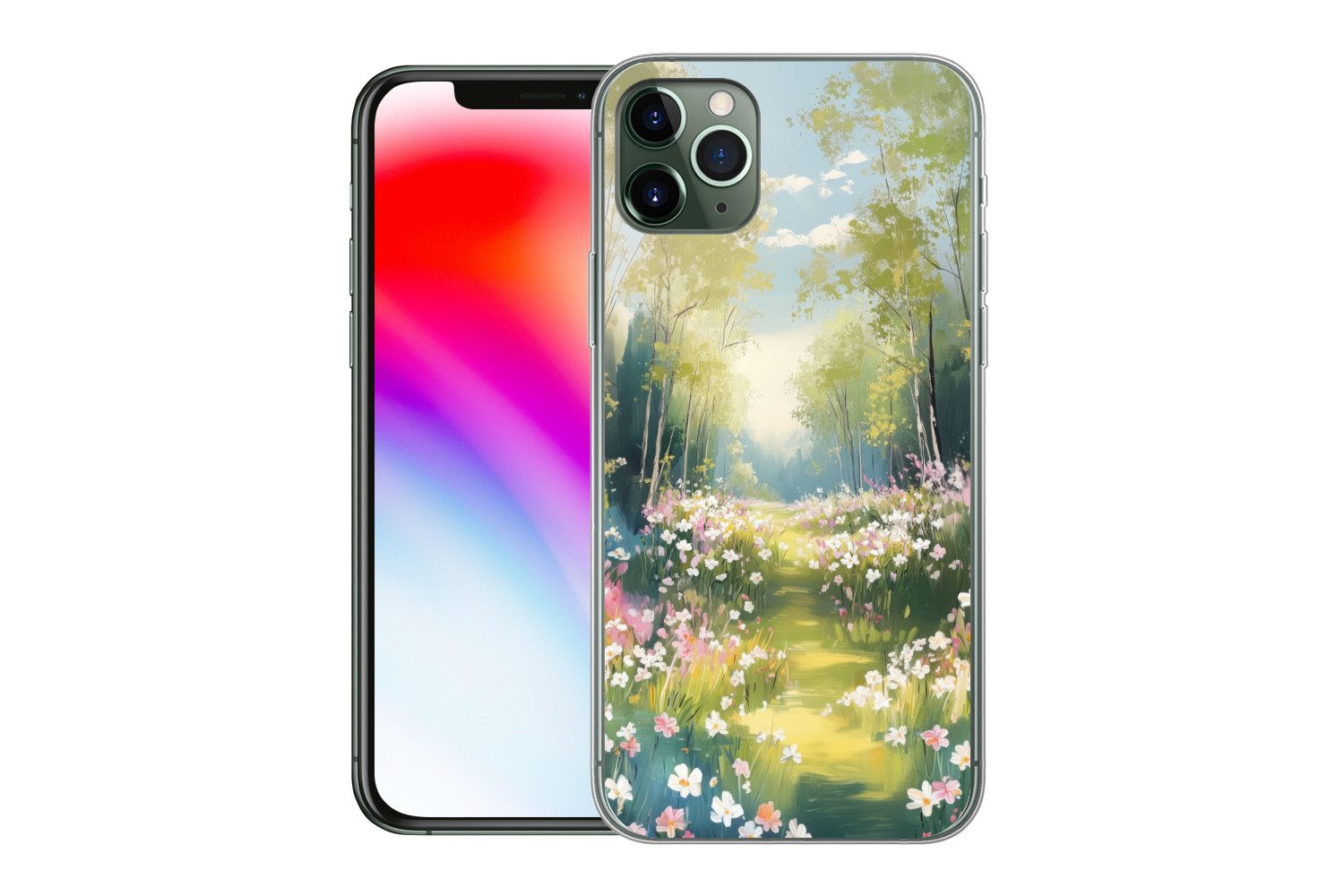MuchoWow Handyhülle für Apple iPhone 11 Pro Max Wald - Malerei - Farbenfroh, Smartphone-Bumper, Print, Handy Schutzhülle Dünn