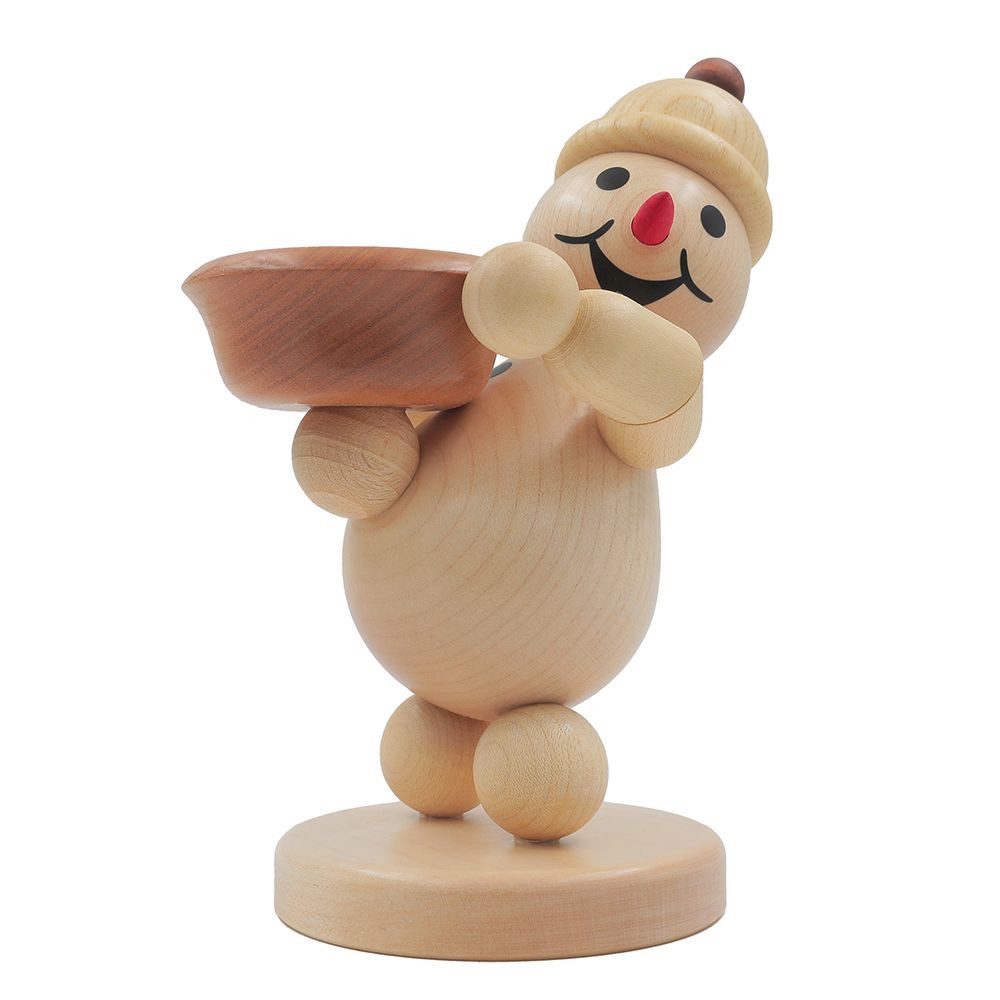 Drechslerei Volkmar Wagner Räuchermännchen Schneemann Junior "Lichthalter" rechts - 16 cm - Original Erzgebirge