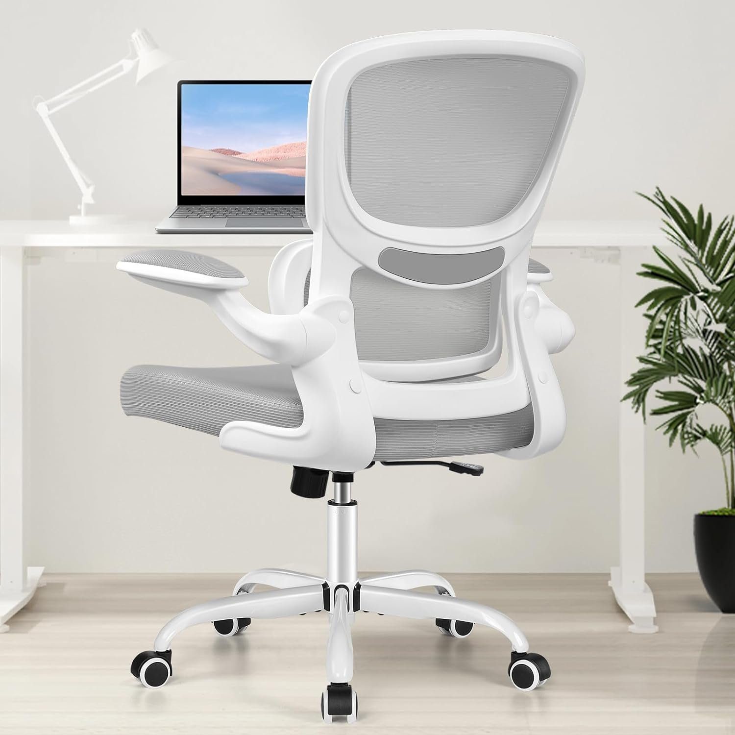 Razzor Bürostuhl (Wippfunktion, Höhenverstellbarer Drehstuhl mit Atmungsaktivem Netz), Ergonomischer Schreibtisch,Lendenwirbelstütze Atmungsaktiv bis 136KG