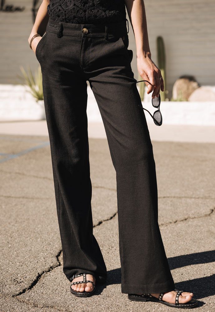 Freeman T. Porter Schlaghose Agatha Plain Linen black sommerlich leichte Ho günstig online kaufen