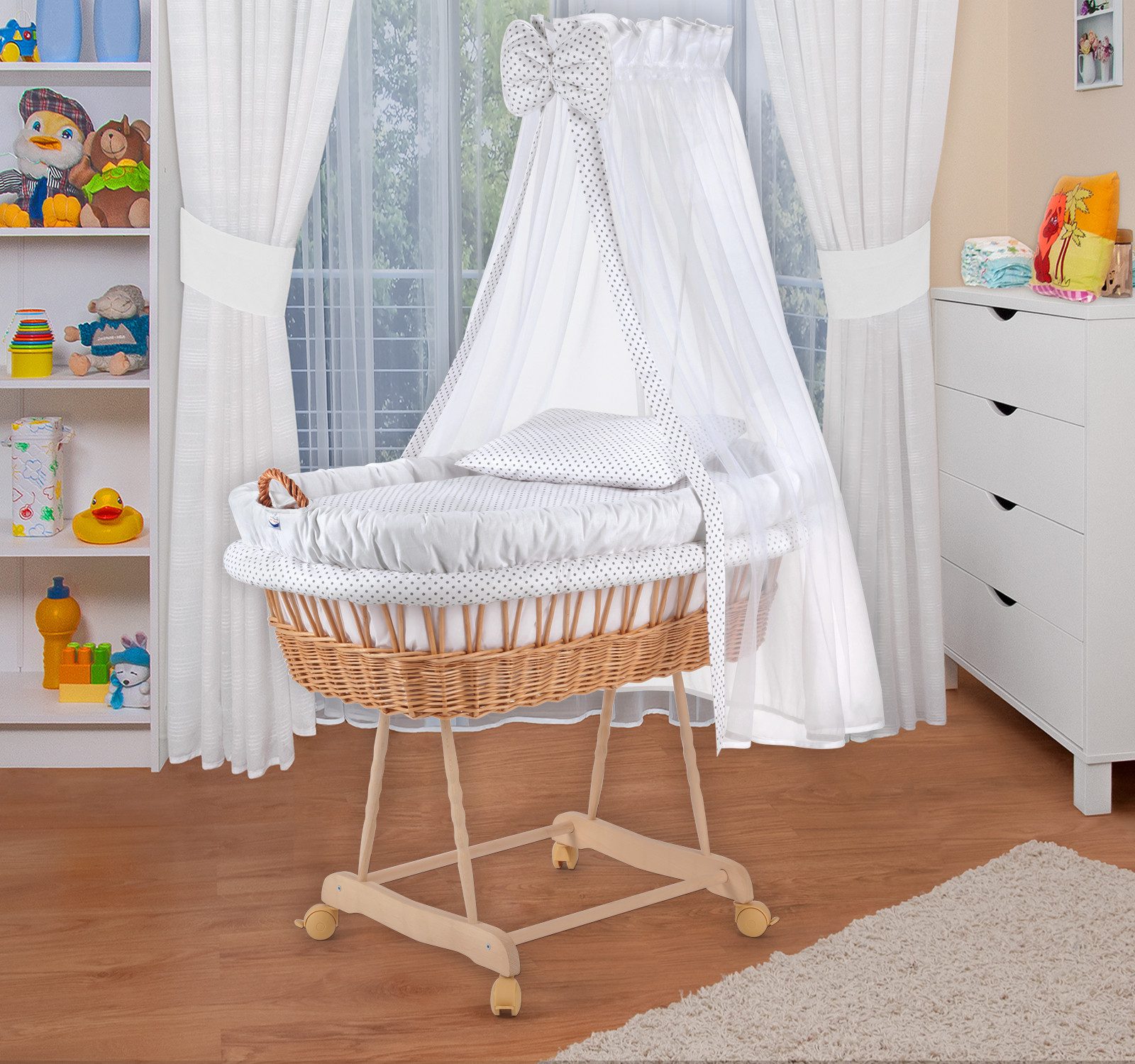 Waldin Stubenwagen Waldin Baby Stubenwagen-Set mit Ausstattung,XXL