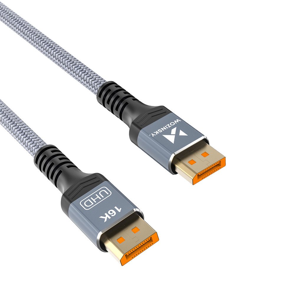 Wozinsky Monitorkabel Bildschirmkabel Gamingkabel Video-Kabel, DisplayPort, DisplayPort (200.0 cm), 80 Gbit/s, 16K, HDR, G-Sync, dreifach geschirmt