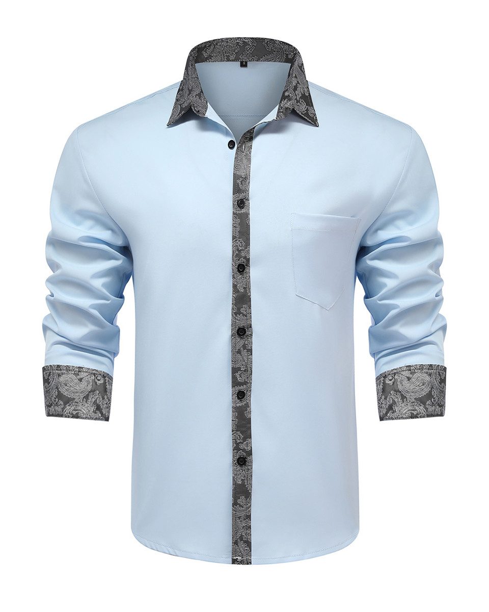 Allthemen Langarmhemd mit Stickmuster Kontrast Langarmhemd Regular Fit günstig online kaufen