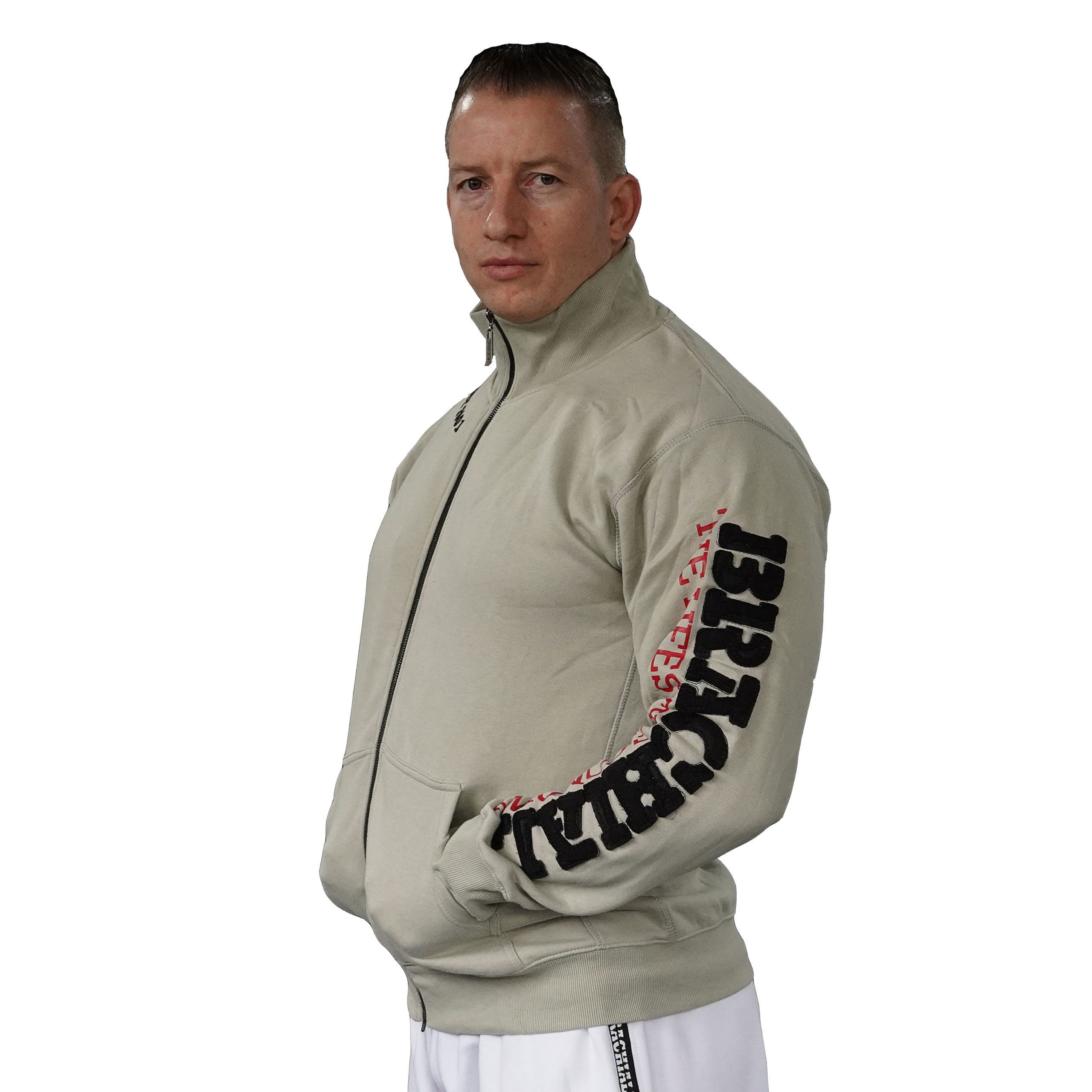 BRACHIAL THE LIFESTYLE COMPANY Trainingsjacke Brachial Zip-Sweater "Gym" hellgrau/schwarz