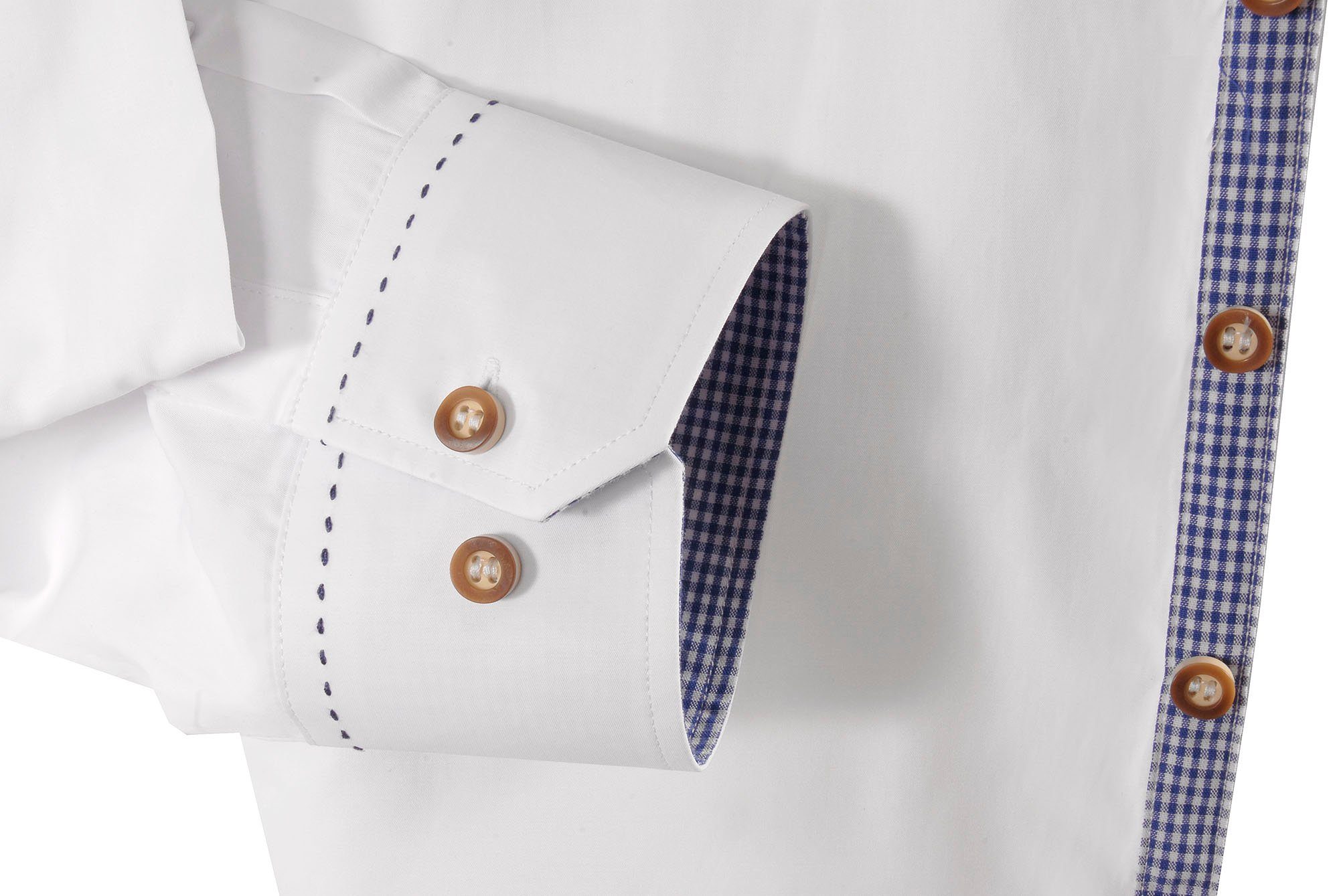 Moschen-Bayern Trachtenhemd Trachtenhemd SLIM FIT Herren Wiesn-Hemd Herrenhemd Langarm Weiß-Blau Slim fit Hemd mit Vichy-Karo – Bild 5 von 5