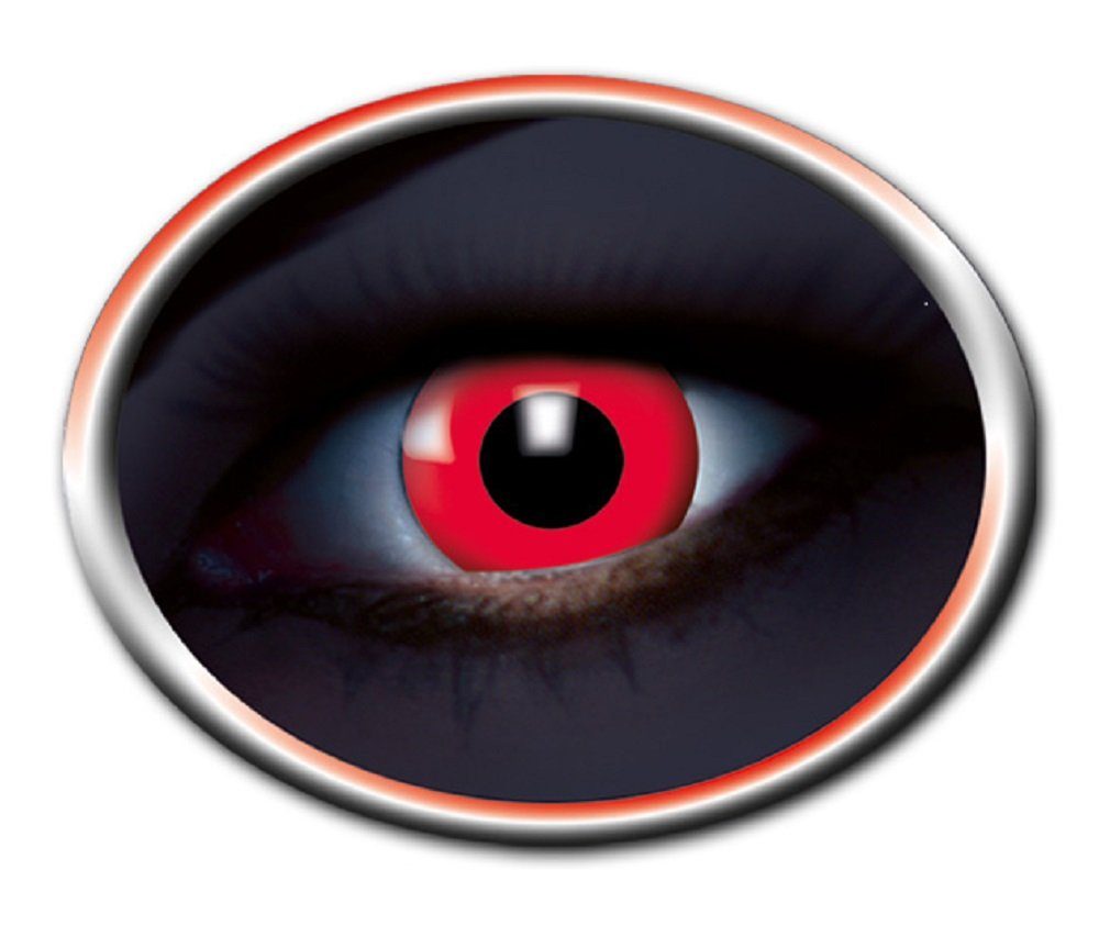 Eyecatcher Motivlinsen UV Kontaktlinsen. Farbe rot. 12 Monate tragbar.  Tragedauer bis zu 8 Stunden täglich