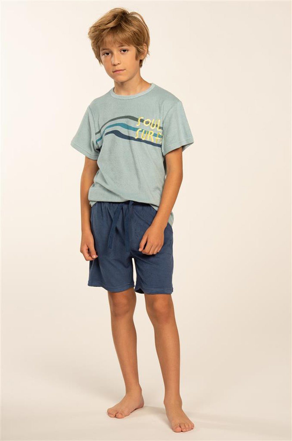 Eskimo Schlafanzug Eskimo Kids (Set, Set) Jungen Schlafanzug kurz Shorty Baumwolle sommerlicher Frottee Jersey