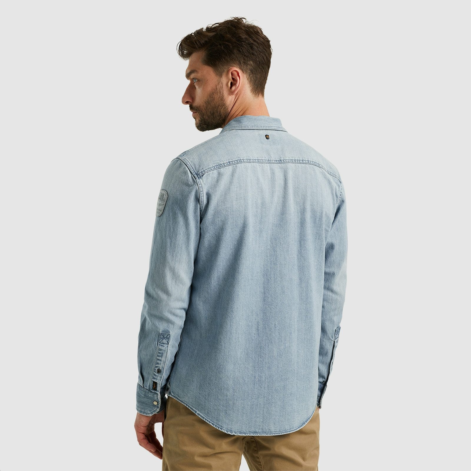 PME LEGEND Jeanshemd Long Sleeve Shirt Bleach Indigo denim mit Kentkragen
