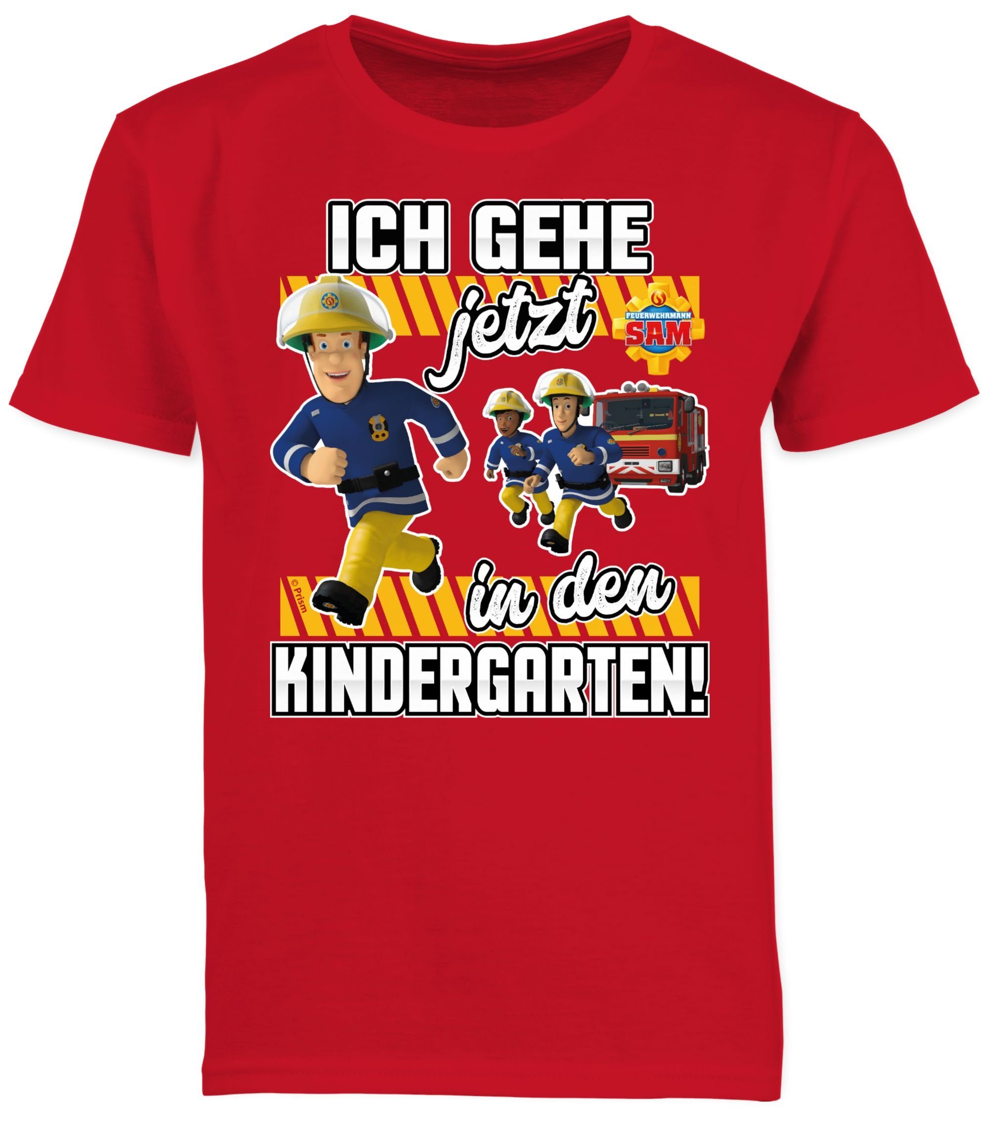 Shirtracer T-Shirt Ich in jetzt 03 Sam Kindergarten! Feuerwehrmann Jungen den Rot gehe