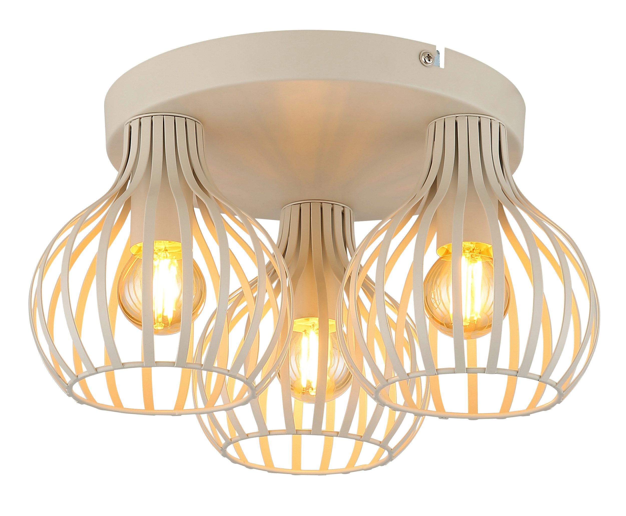 my home Deckenleuchte Heta, Deckenlampe Metall cremefarben, exkl. 3x E14 40 günstig online kaufen