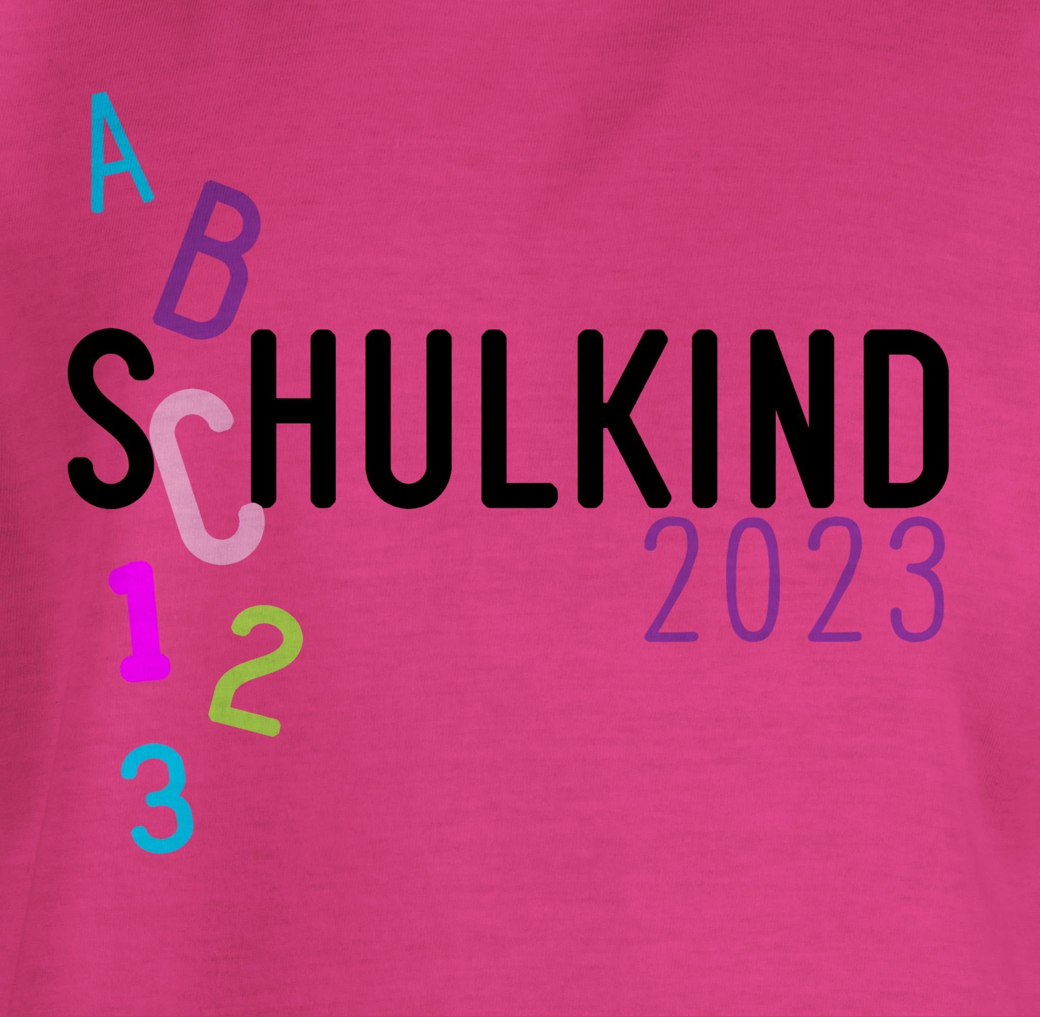 Schulkind rosa Einschulung 1 2023 ABC Shirtracer Mädchen Fuchsia T-Shirt