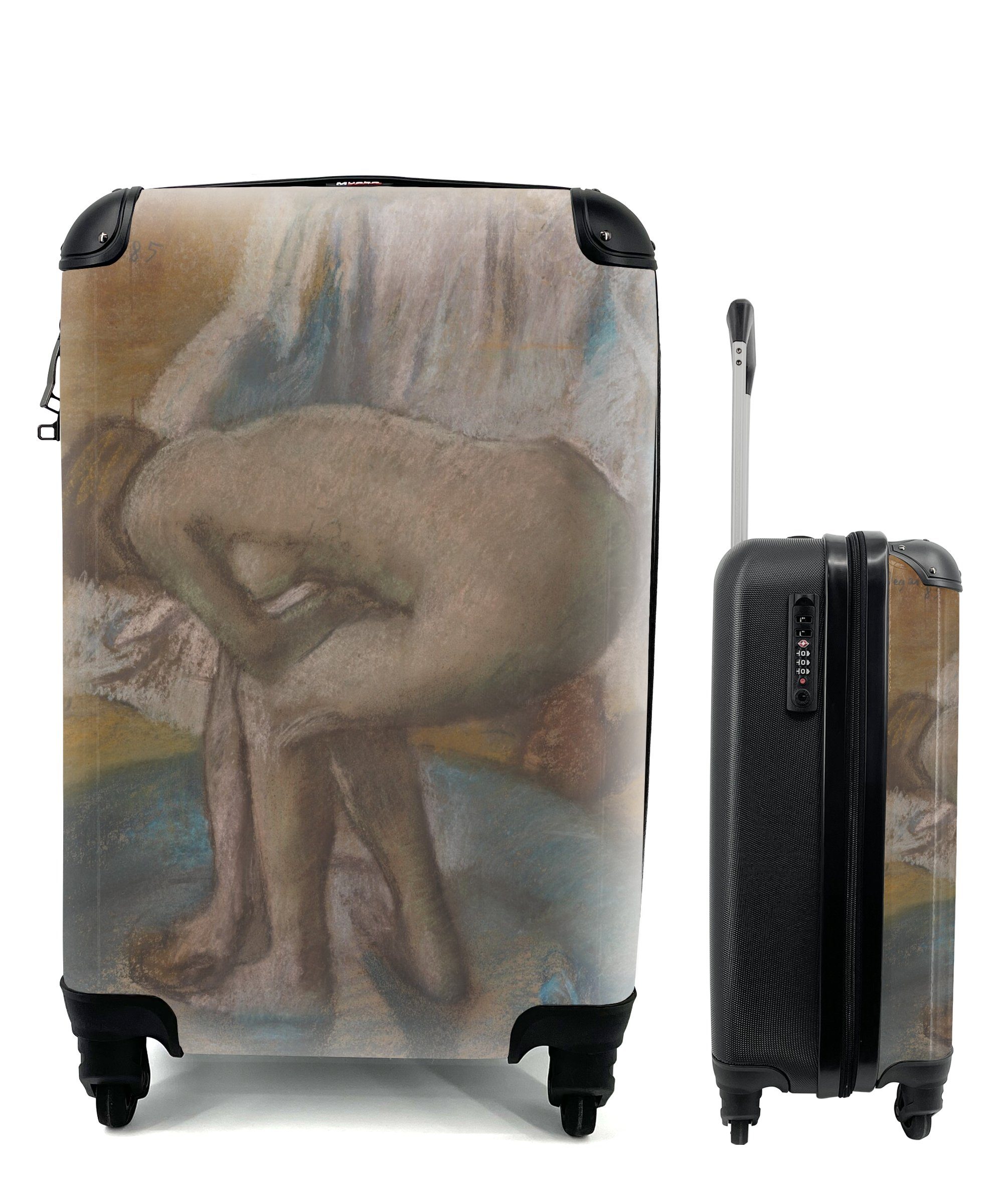 MuchoWow Handgepäckkoffer Die Tobbe - Gemälde von Edgar Degas, 4 Rollen, Reisetasche mit rollen, Handgepäck für Ferien, Trolley, Reisekoffer