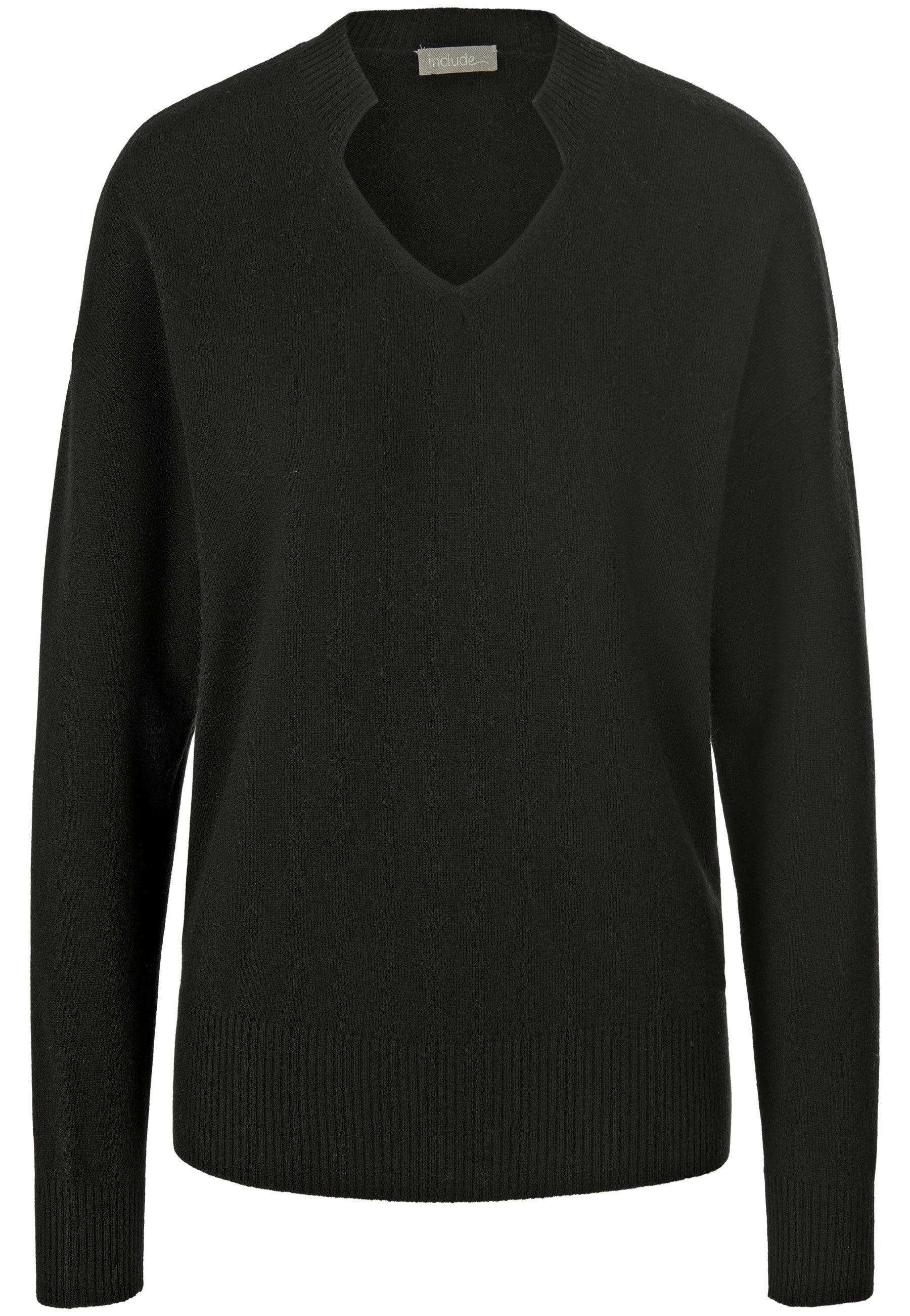 include Wool modernem Design New BLACK mit Strickpullover