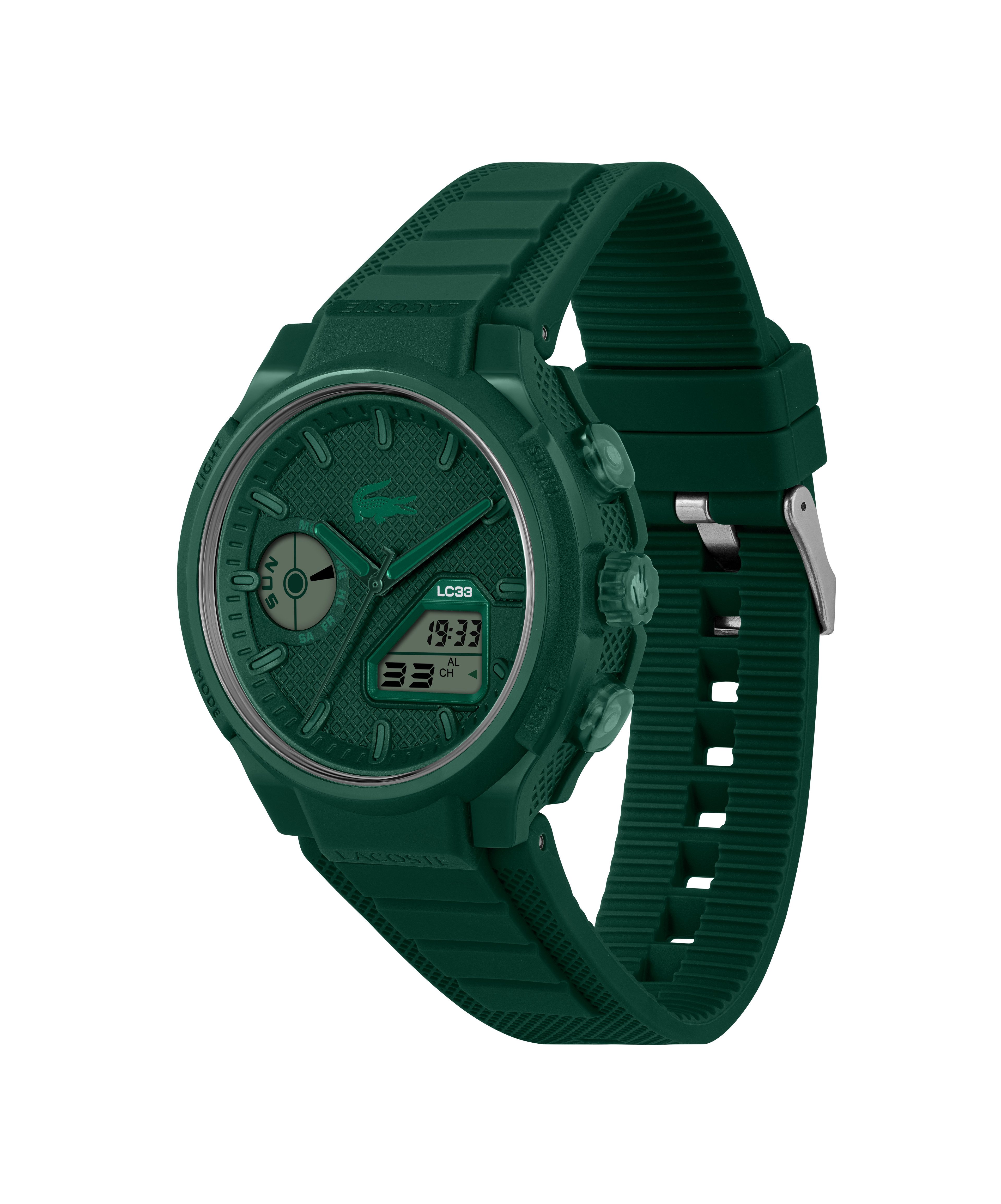 Lacoste Chronograph LC33 2011449, Quarzuhr, Armbanduhr, Herrenuhr, Silikonarmband, analog, digital, Tag