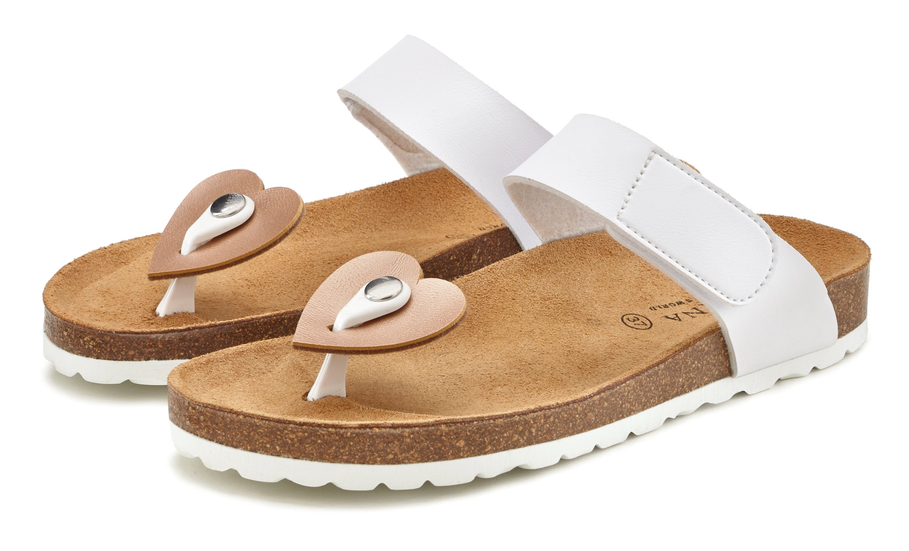 LASCANA Mule, Sandale, offener Schuh, Sommerschuh, Zehentrenner Pantolette mit Komfortkorkfußbett aus Leder und 2 abnehmbaren Oberteilen