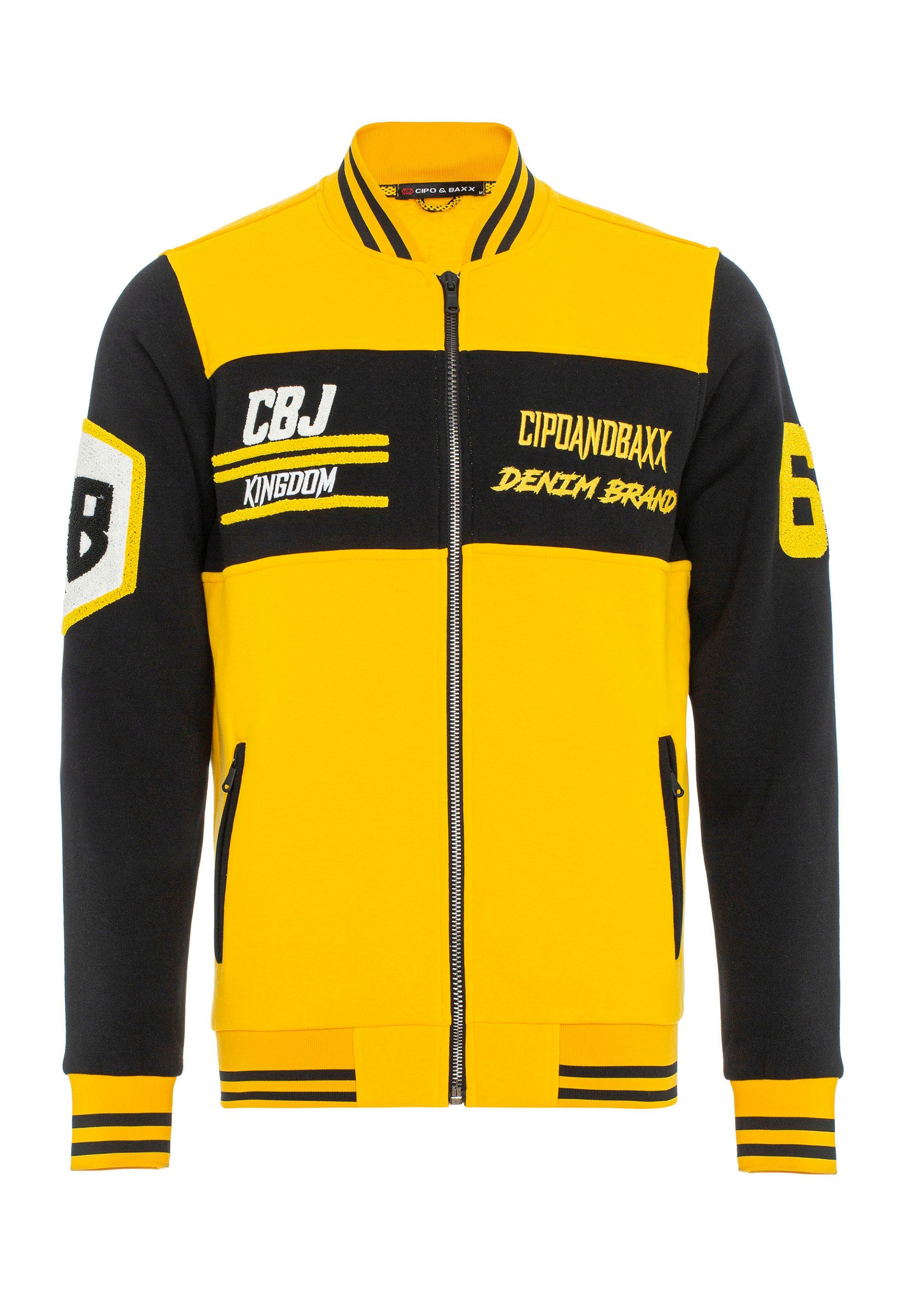 gelb-schwarz Baxx sportlichem Cipo & Sweatjacke Design in