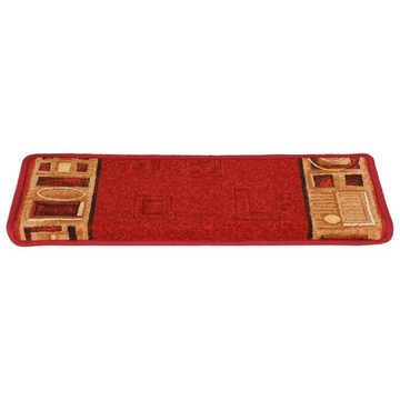 Stufenmatte Treppenmatten Selbstklebend 15 Stk. 65x21x4 cm Rot, vidaXL, Rechteckig, Höhe: 4 mm