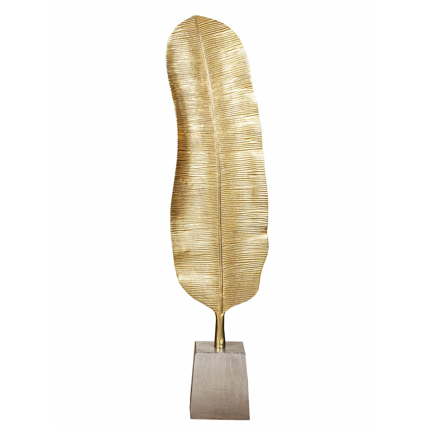 GILDE Dekofigur GILDE Skulptur Blatt - gold - H. 100cm x B. 28cm x T. 15cm