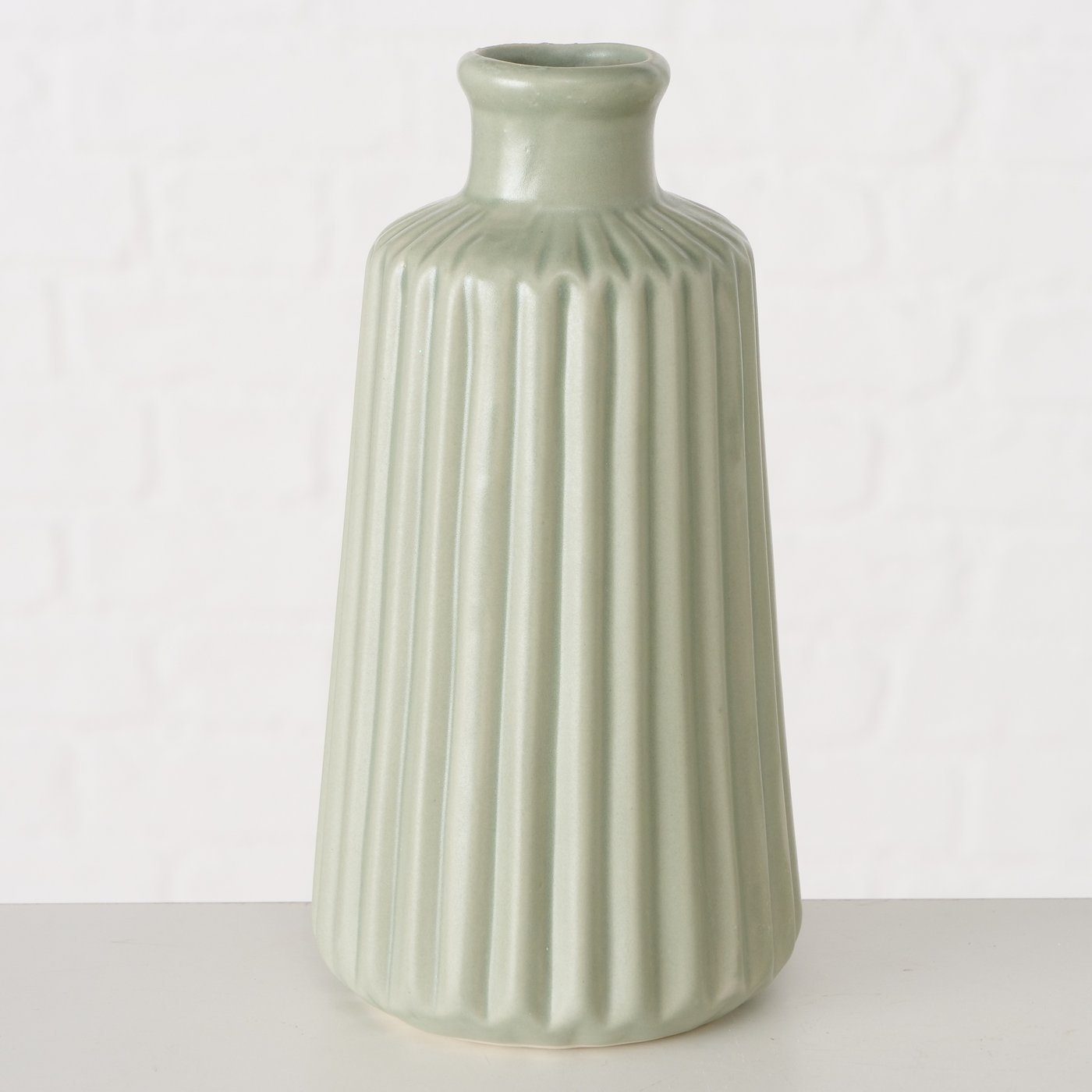 BOLTZE Tischvase Deko Vase im 2er Set aus Keramik Mattes Design- Hellgrün