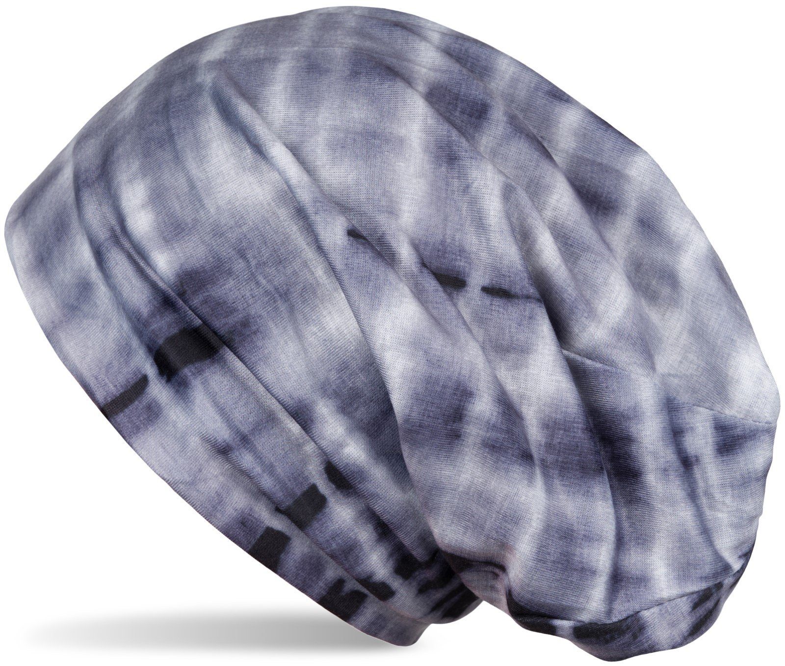 Mütze Streifen Schwarz-Grau Beanie (1-St) Beanie Batik styleBREAKER