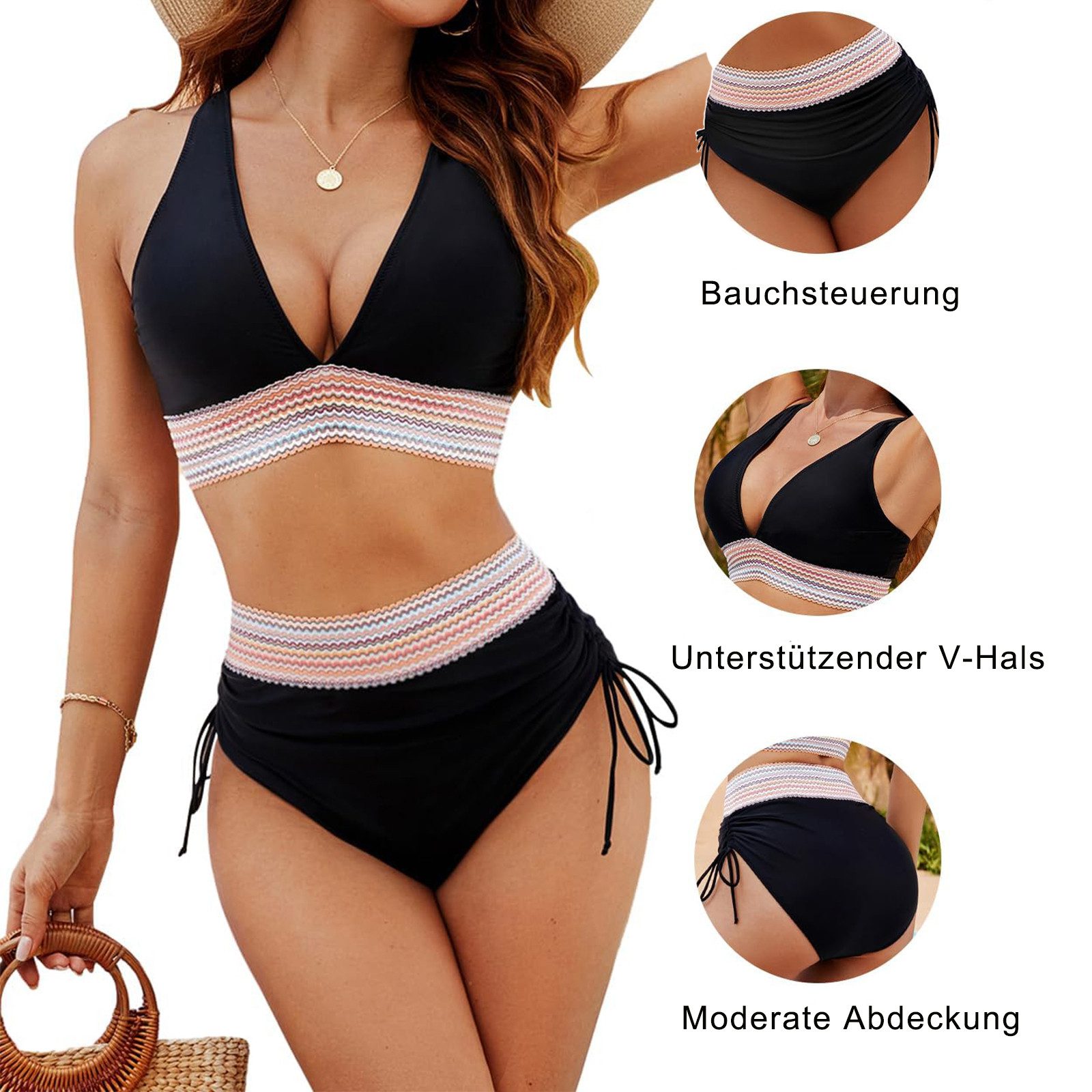 HOMELIVE Badeanzug Highwaist-Bikini-Hose Bikini-Top Highwaist-Bikini-Hose B günstig online kaufen