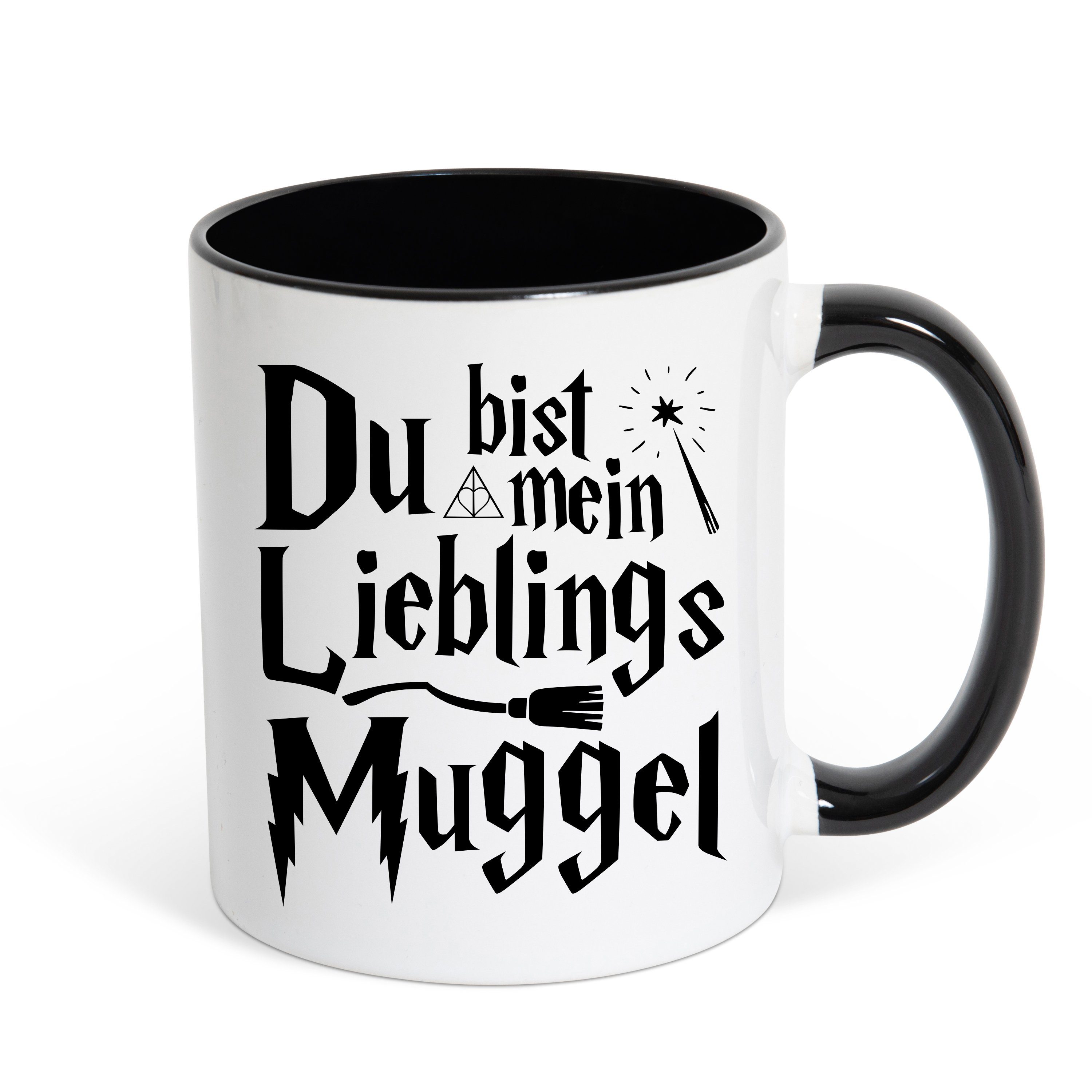 Youth Designz Tasse Du Bist Mein Lieblings-Muggel Spruch Kaffeetasse Geschenk, Keramik, mit Zauber Motiv Weiss/Schwarz