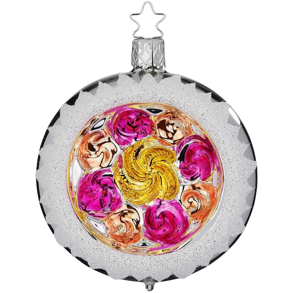 Christbaumschmuck Reflexkugel (1-tlg), handbemalt Ø8cm INGE-GLAS® Ornament mundgeblasen, silber