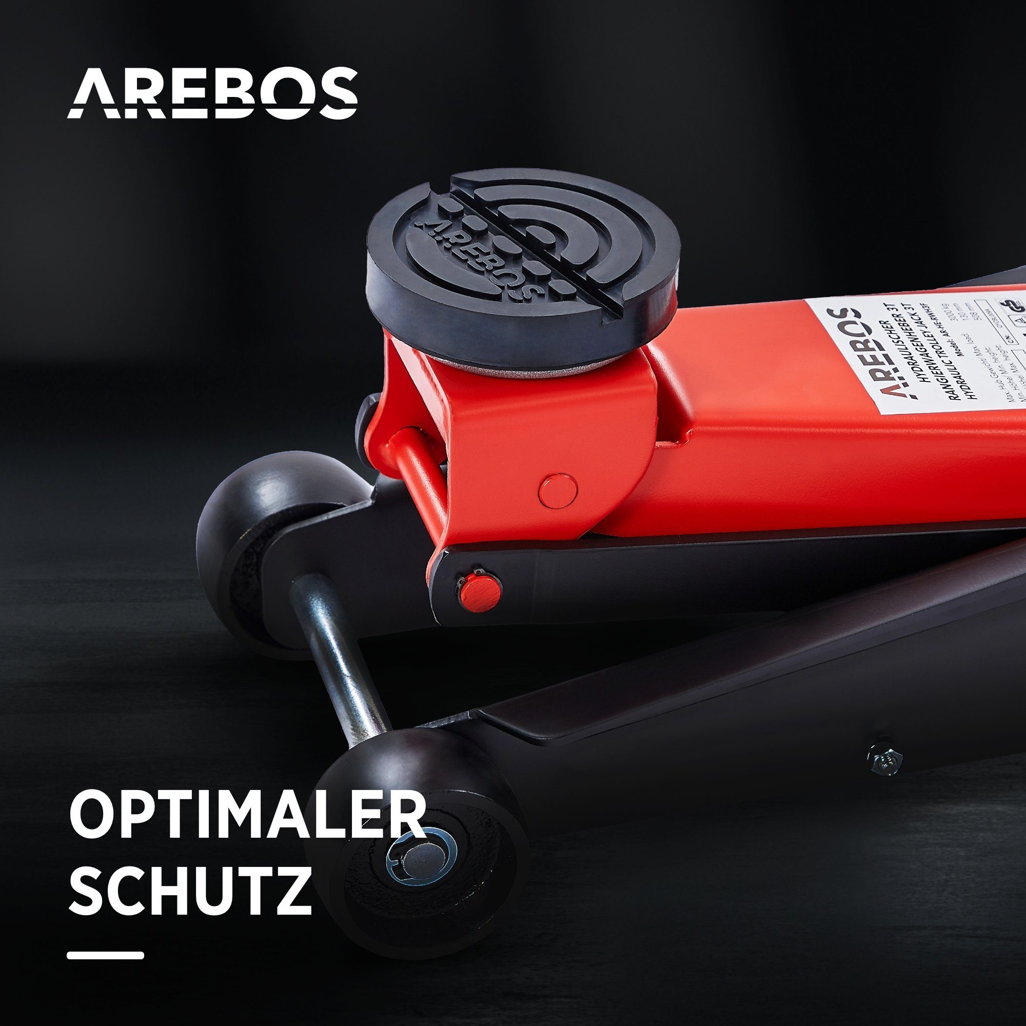 Arebos Rangierwagenheber Rangierwagenheber 3t Hydraulisch mit Fußpedal & Gummi-Pads, 4-tlg., mit Fußpedal, Stabile Stahlkonstruktion – langlebig & robust für We – Bild 5 von 5