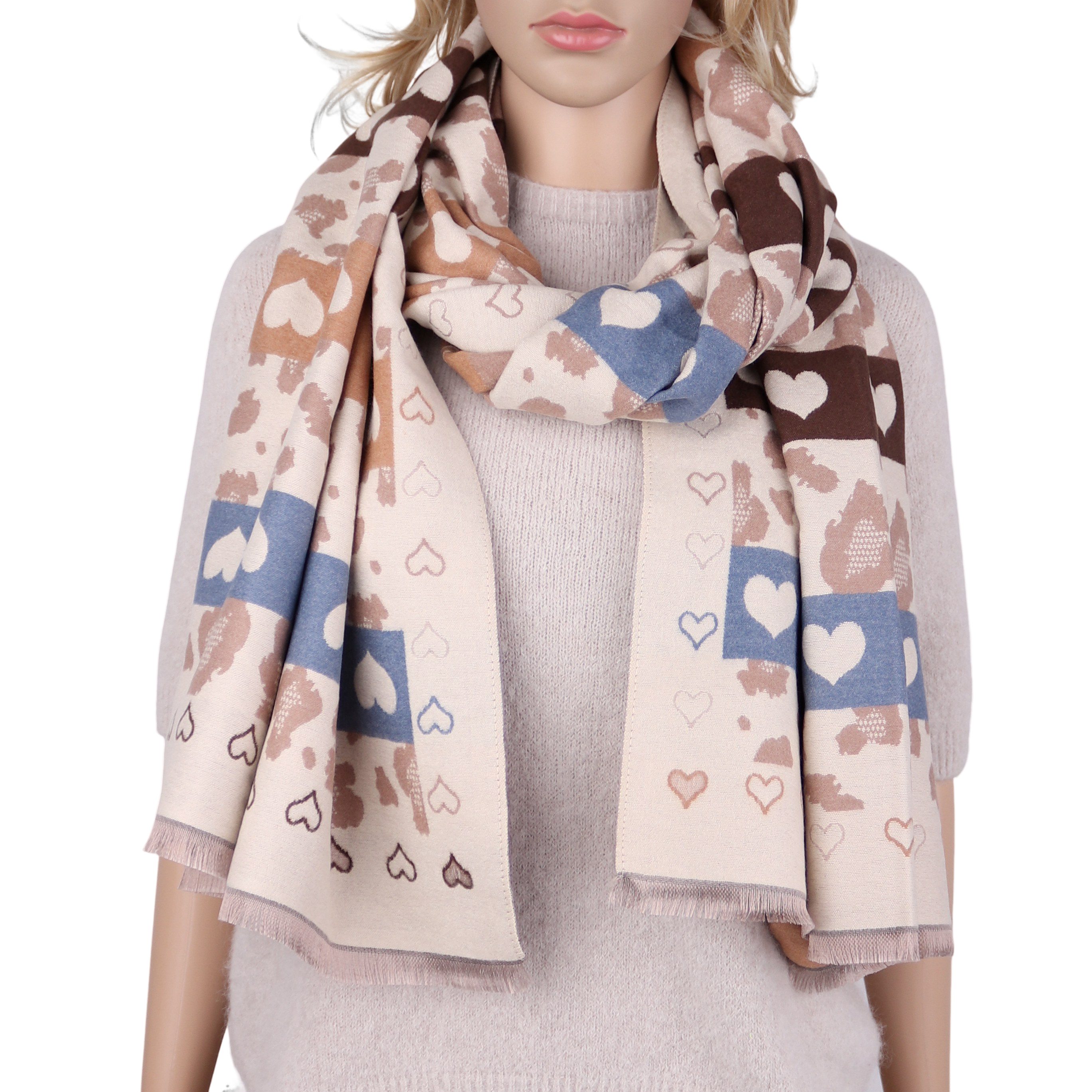 MIRROSI Modeschal weicher und warmer Schal Herz Leo Muster, 65 x180cm, (Her günstig online kaufen