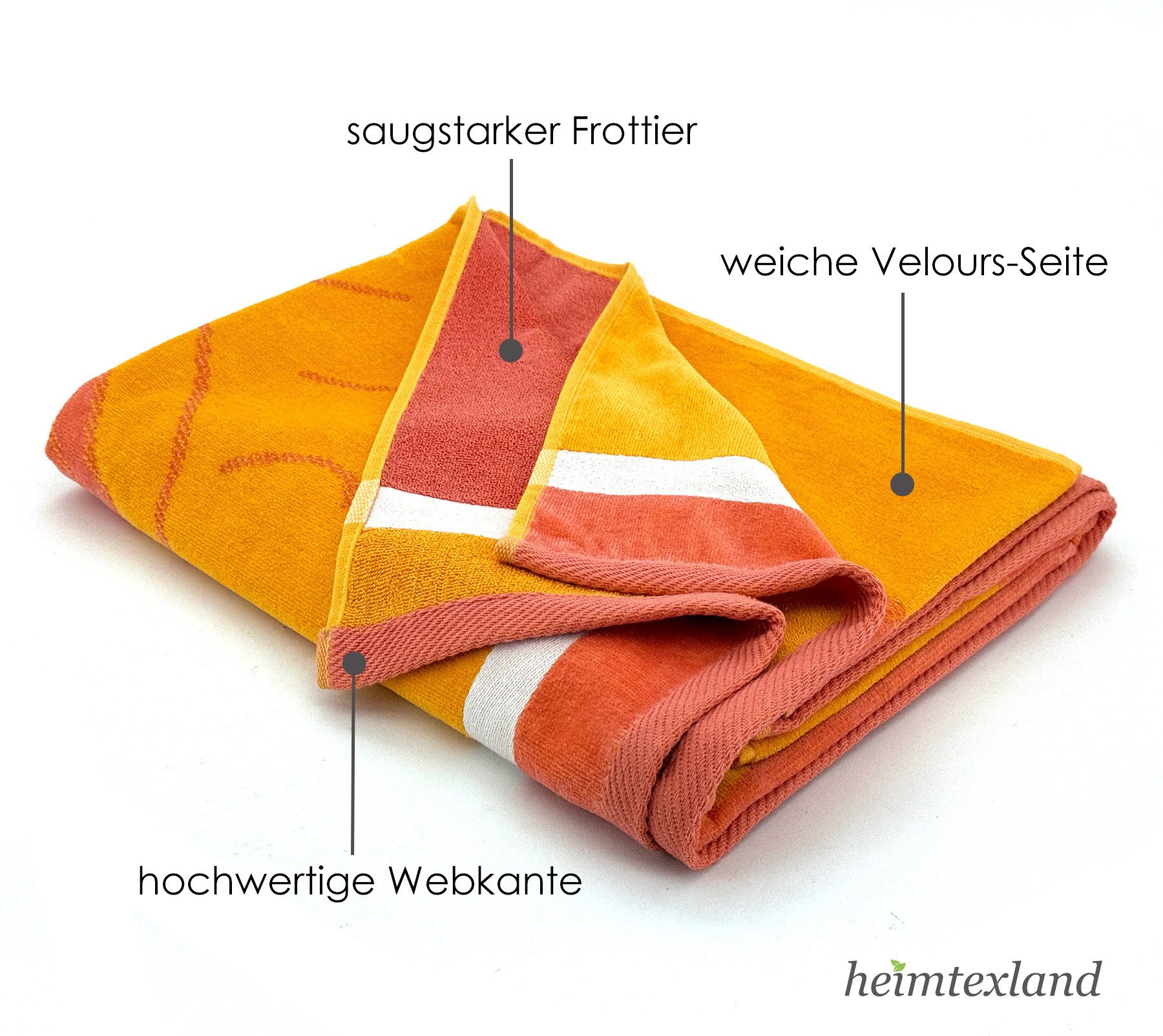 heimtexland Strandtuch Badetuch Handtuch Duschtuch Sommer XL 90x160 cm, Jacquard Velours (Stück, 1-St), weicher Jacquard Velours mit saugstarker Frottier Rückseite