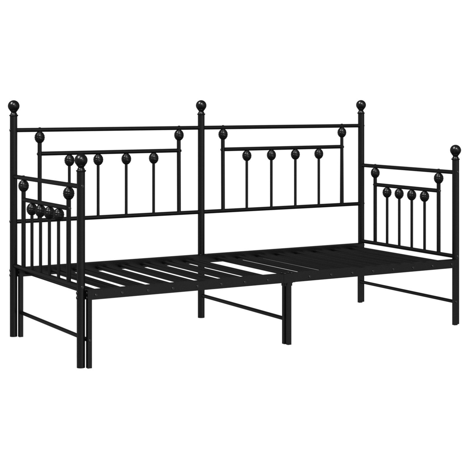 vidaXL Bett Tagesbettgestell mit Ausziehbett Schwarz günstig online kaufen