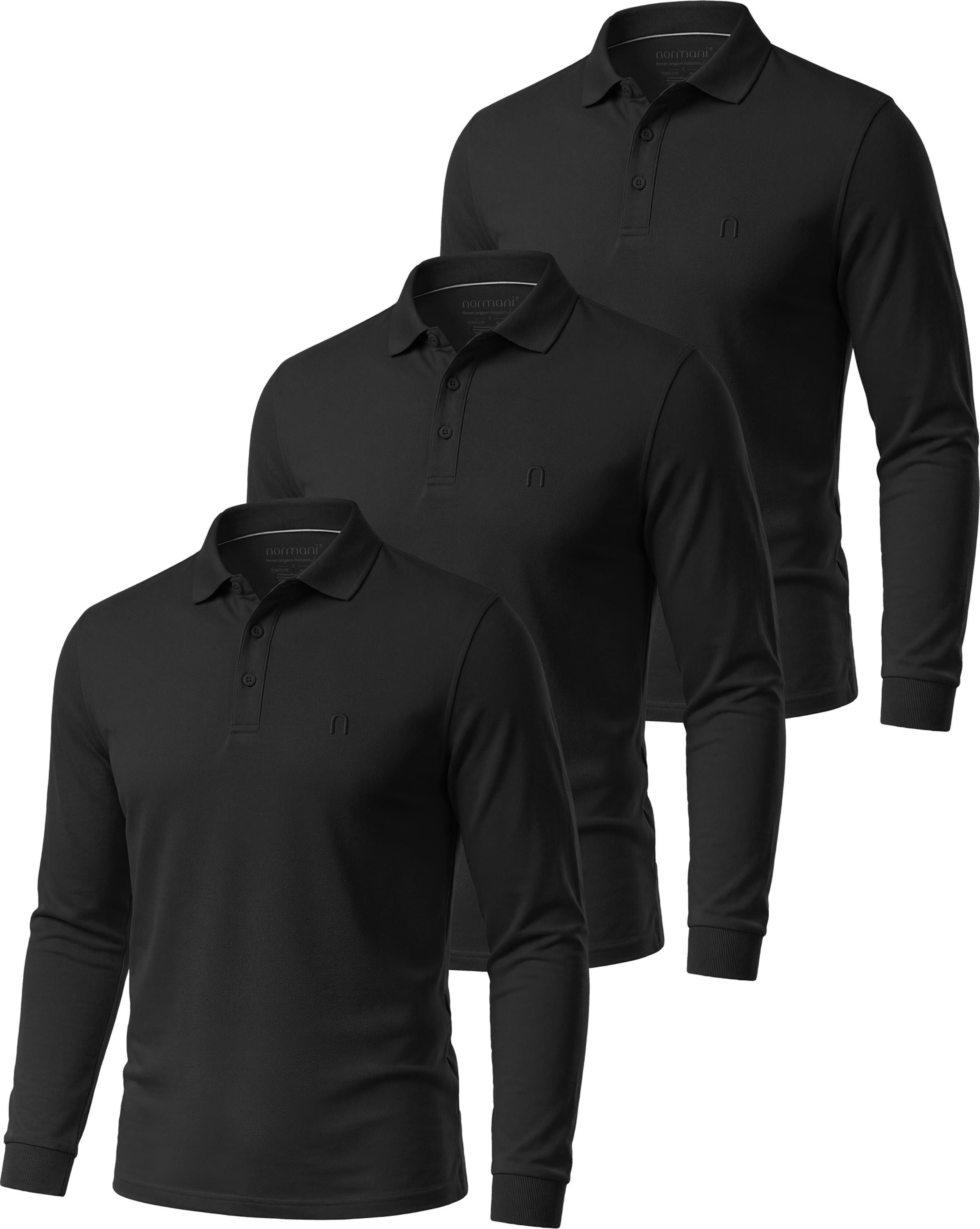 normani Langarmshirt 3er Set Herren Langarm Poloshirt Lyroe Longsleeve Poloshirt 3er Pack für Männer