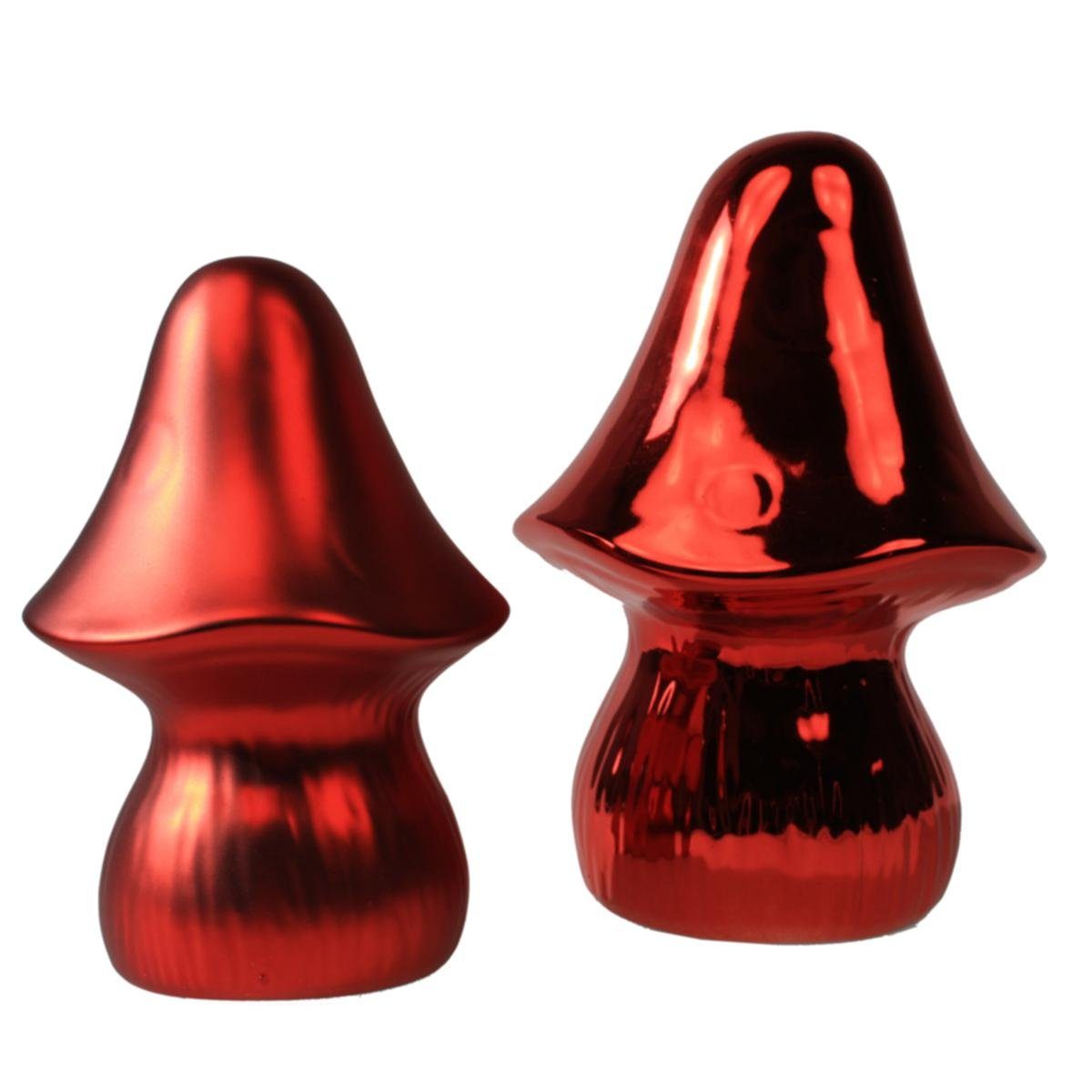 440s 2er-Set Keramik-Pilze Dekofigur rot 440s