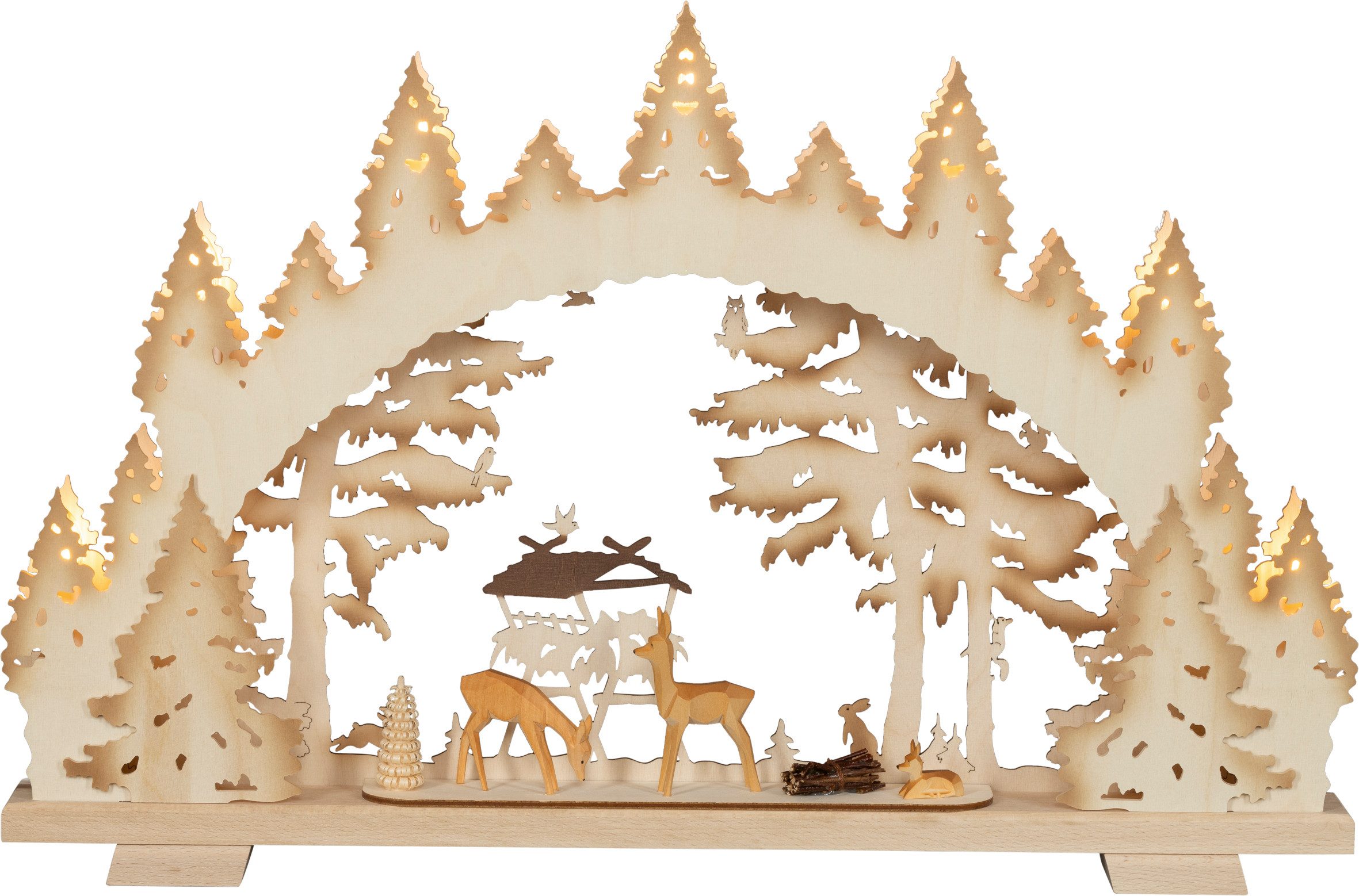 SAICO Original LED Schwibbogen Premium-Line-Lichterbogen, Futterkrippe, Premium LED-Beleuchtung, warmweiß, BxHxT: 52x34x5 cm