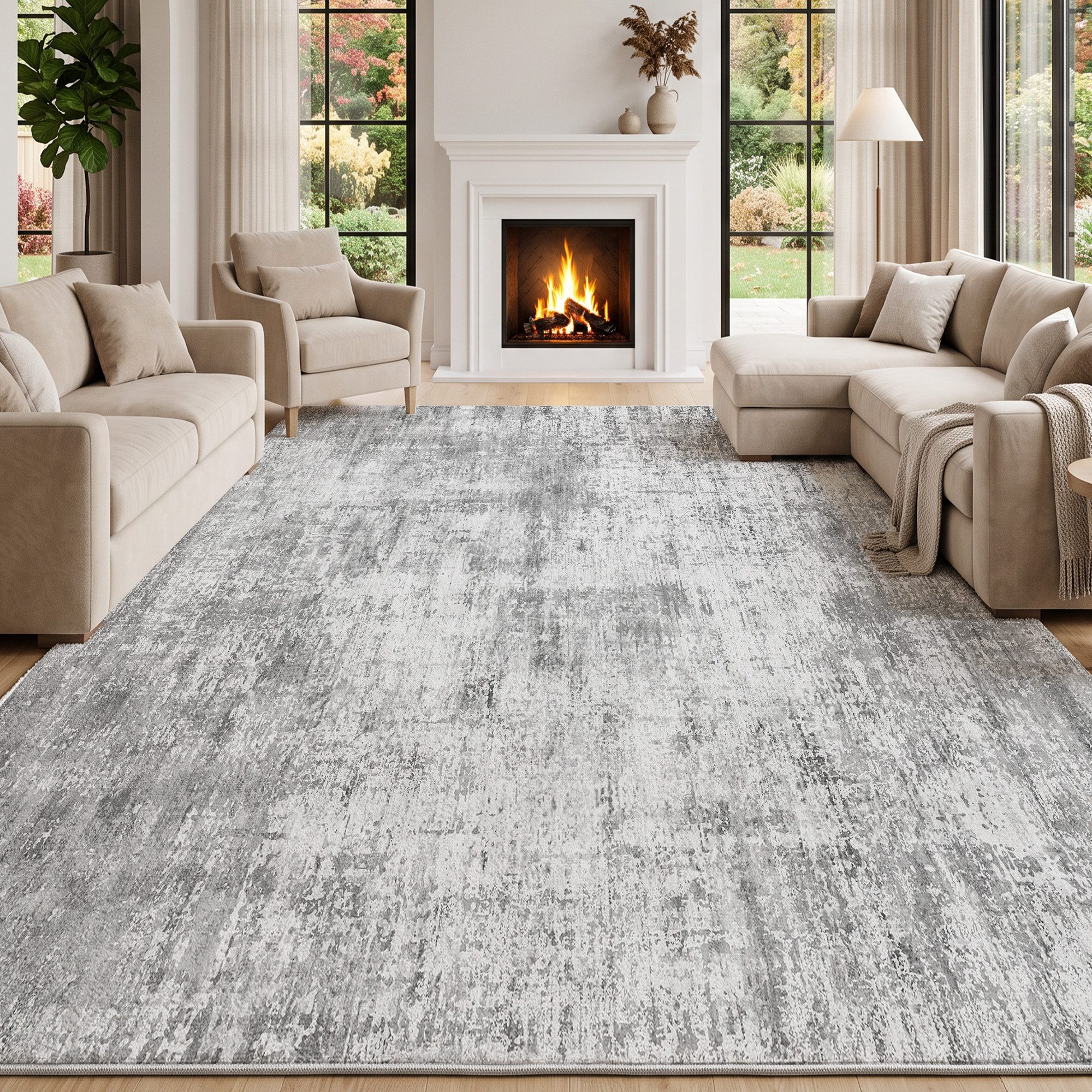 Klyvvo Teppich Boho Abstrakt Teppich, Kurzflor weich, rutschfest & waschbar, Rechteckig, Höhe: 8.5 mm, 60x90 cm – Kleine Fußmatte für Eingangsbereich, Küche, Badezimmer