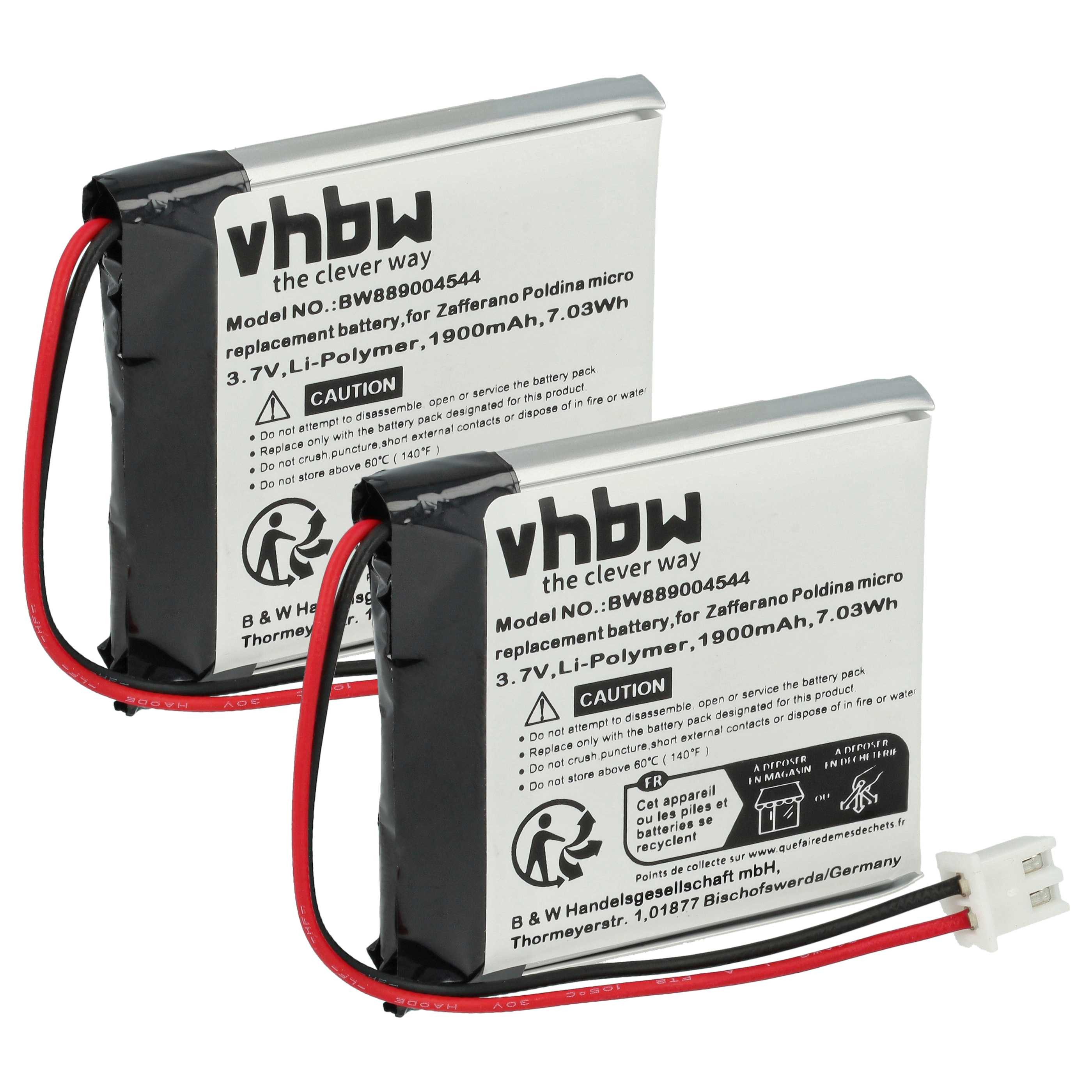 Akku Ersatz für Zafferano BAT04704004001000 für LED-Leuchte (1900 mAh, Akku