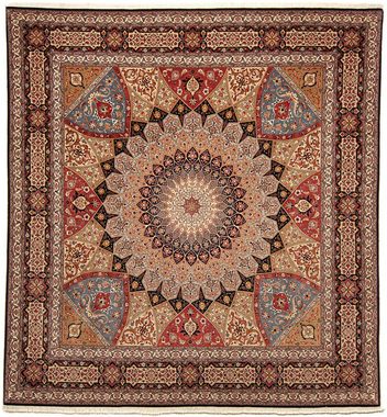 Orientteppich Perser - Täbriz - Royal quadratisch - 264 x 252 cm - hellbraun, morgenland, quadratisch, Höhe: 7 mm, Wohnzimmer, Handgeknüpft, Einzelstück mit Zertifikat