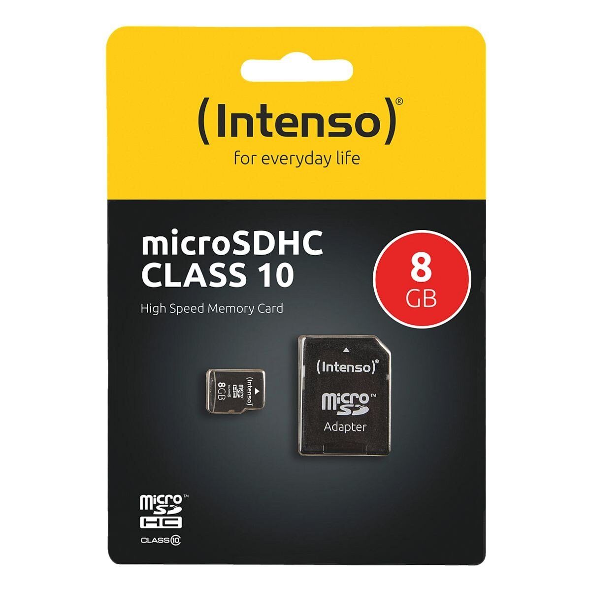 Intenso Intenso Class10 Speicherkarte (8 GB, 10, 20 MB/s Lesegeschwindigkeit, mit Adapter Class 10)