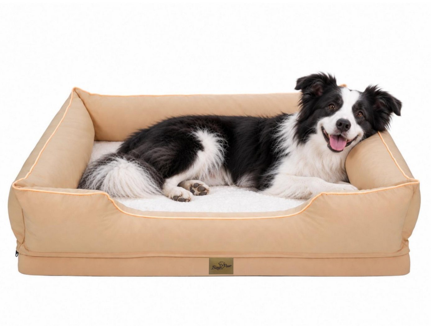 BingoPaw Hundebett Orthopädisches Hundesofa, abnehmbar waschbar Bezug, flauschig weich, Oxford-Gewebe, Kunstkaninchenfell, rundum herausnehmbare Polster, M/L/XL/XXL/XXXL