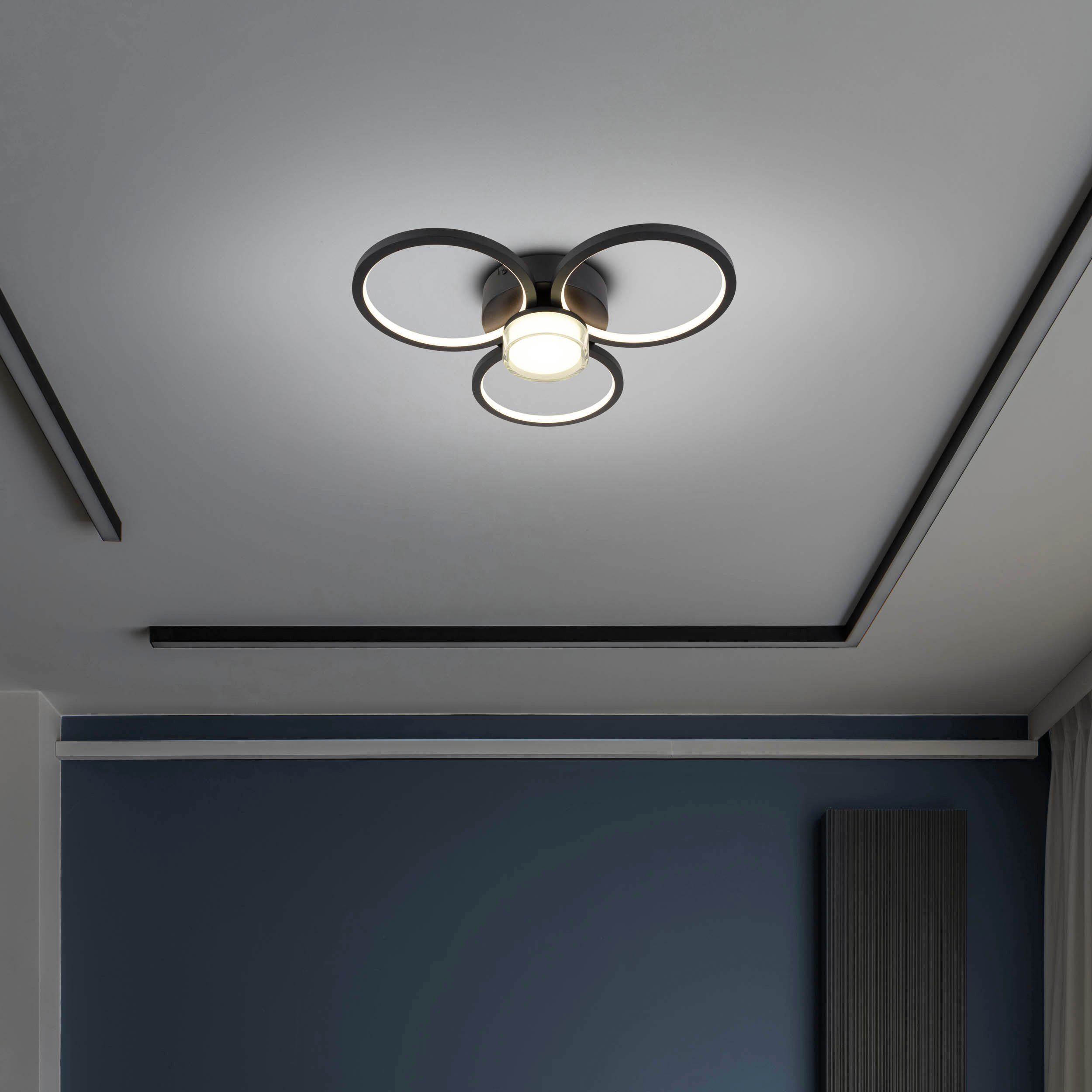 näve LED Deckenleuchte Cimo, Dimmfunktion, LED wechselbar, Warmweiß, stufenweise dimmbar per Wandschalter, Lichtfarbe warmweiß, schwarz