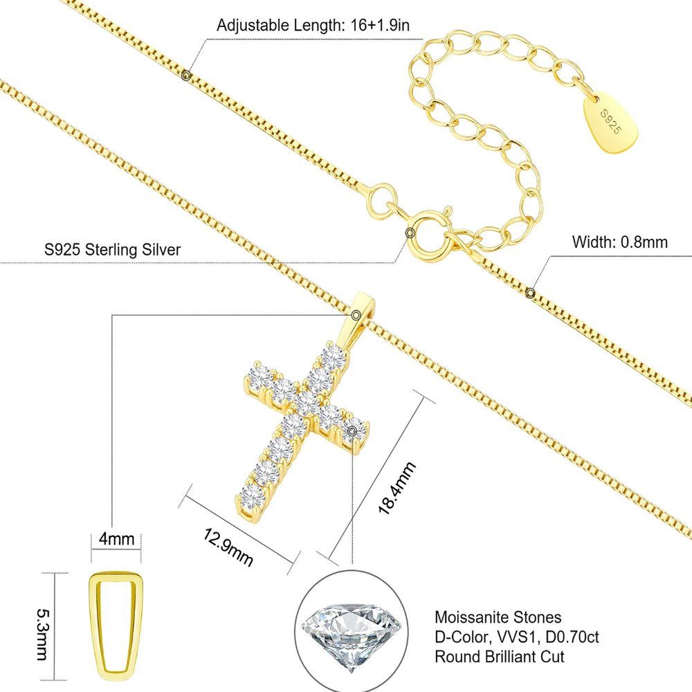 ROUGEMONT Kette mit Anhänger Luxus Moissanit Halskette Kreuz Halskette 925 günstig online kaufen