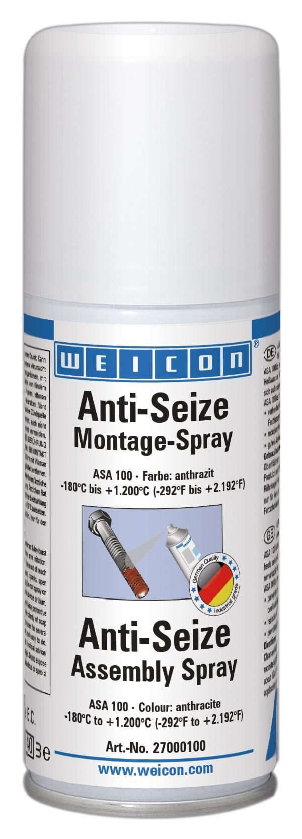 WEICON Montagepaste Anti-Seize Montagepaste-Spray, Schmier- und Trennmittel, 100 ml, schützt vor Korrosion, Festfressen, Verschleiß, Oxidation, Rost