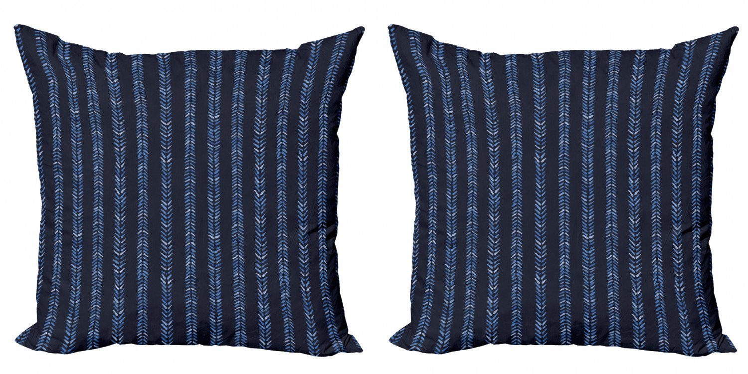 Schwarz-Weiß-Kunst Fischgräte Doppelseitiger Digitaldruck, (2 Kissenbezüge Blau Stück), Modern Accent Abakuhaus