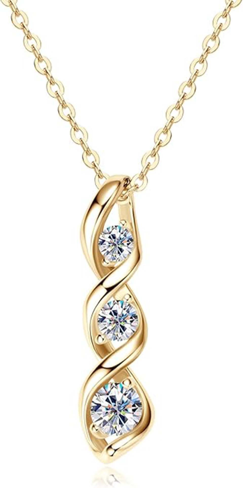Kette mit Anhänger Halskette Damen Gold 585,Anhänger Kette,Diamantkette,Zum Jahrestag