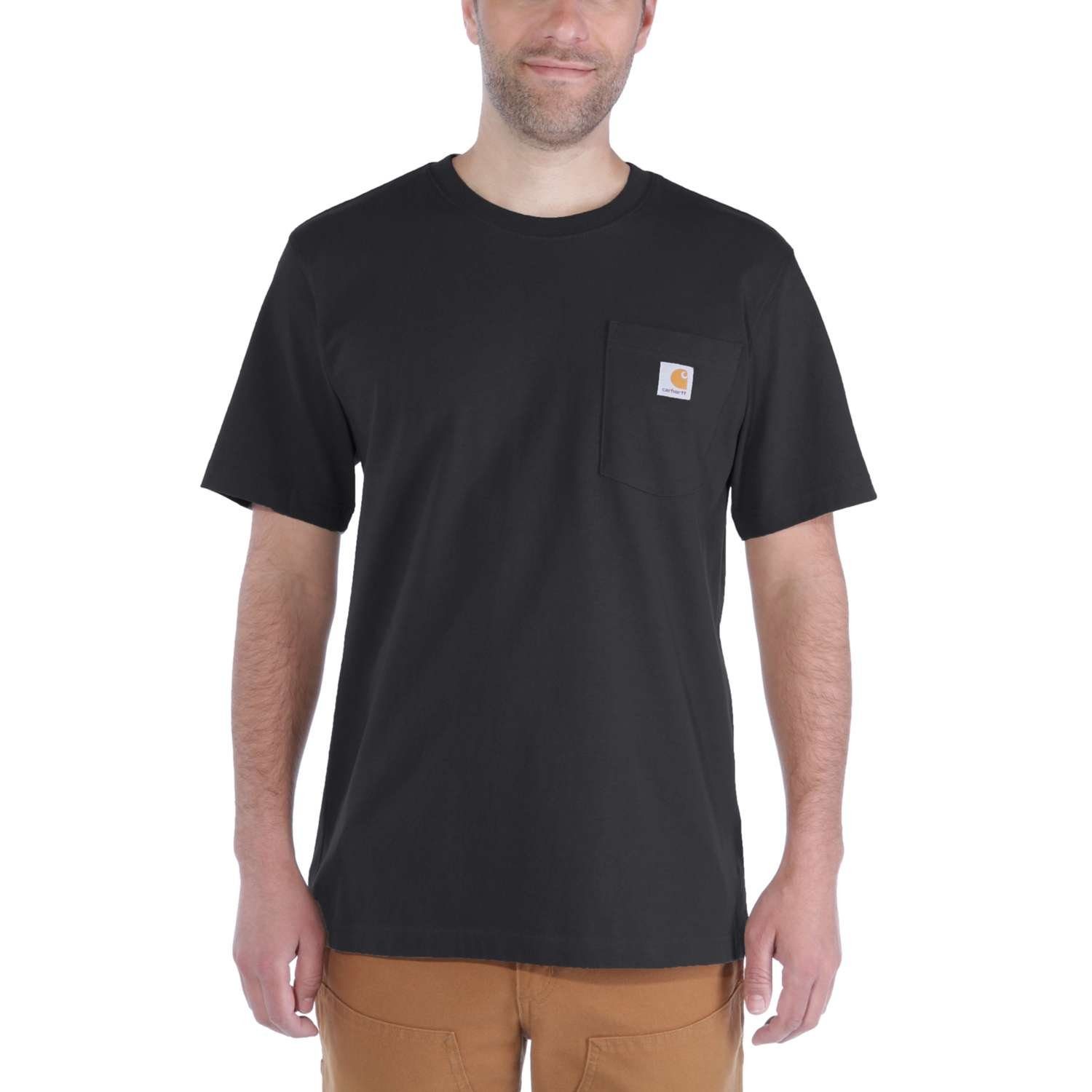 POCKET Carhartt S/S Logo black K87 Carhartt T-SHIRT (1-tlg) Brusttasche 103296 mit Rundhalsshirt