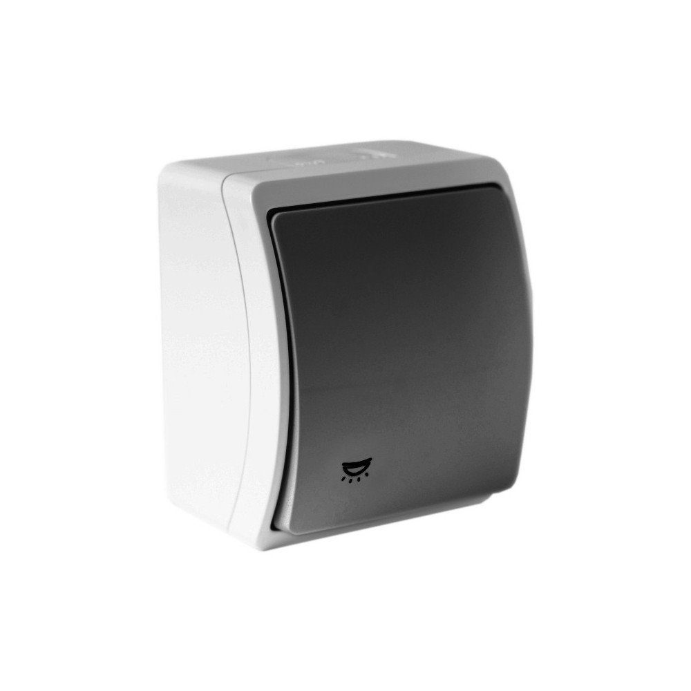 Aufputz Wandtaster Lichttaster IP44 grau/anthrazit Aussenbereich Wandtaster