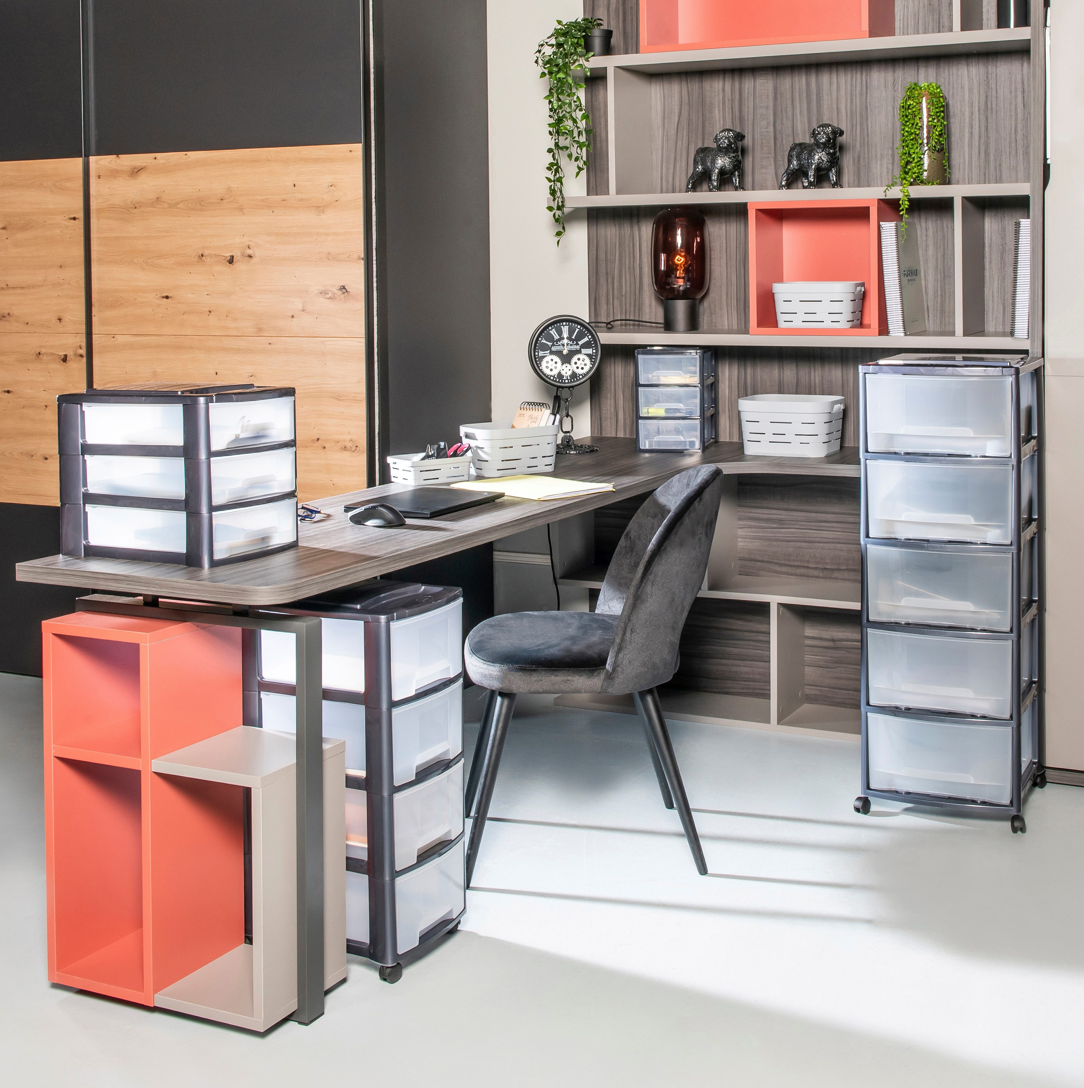 M home Schubladenbox Bürobox Briefablage DIN A4 3 Ablage Fächer Organizer Ablagebox, (Spar-Set, 1-St., Schubladenbox mit 3 Fächern), mit 3 Fächern mit Griffmulde im DIN A4 Format