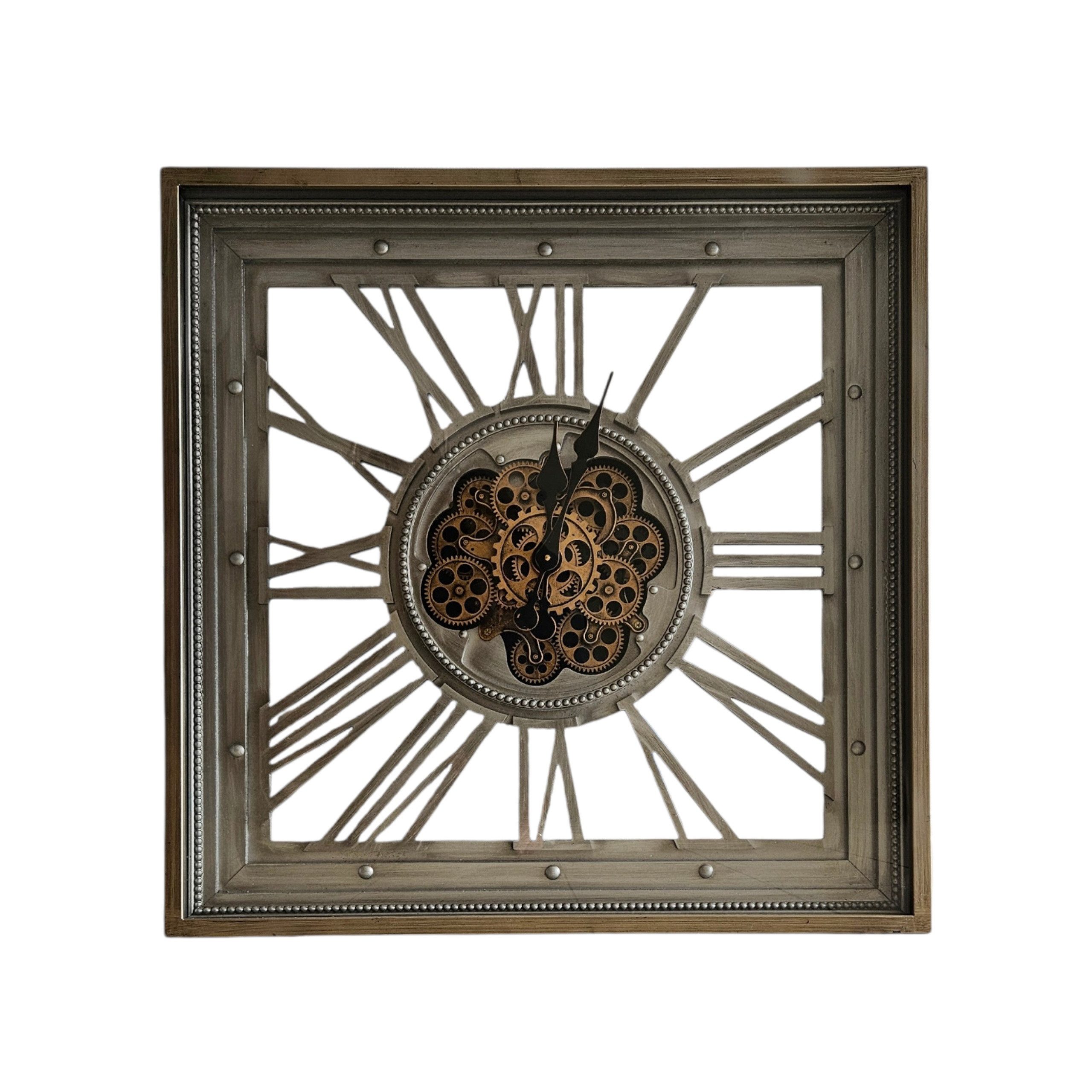Countryfield Wanduhr Quartz skelettiertes Uhrwerk CAMDEN Messing/Grau 80x80cm