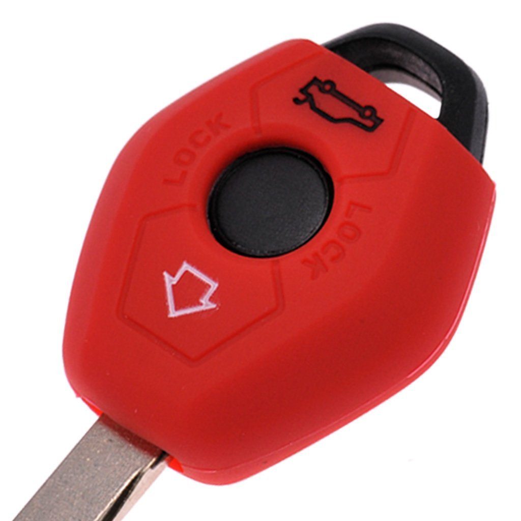 Schlüsseltasche E46 E53 für Autoschlüssel E39 Knopf mt-key Softcase E85 3 BMW Schutzhülle Silikon E86 E52 Funk Fernbedienung E83 E61 Rot, E60