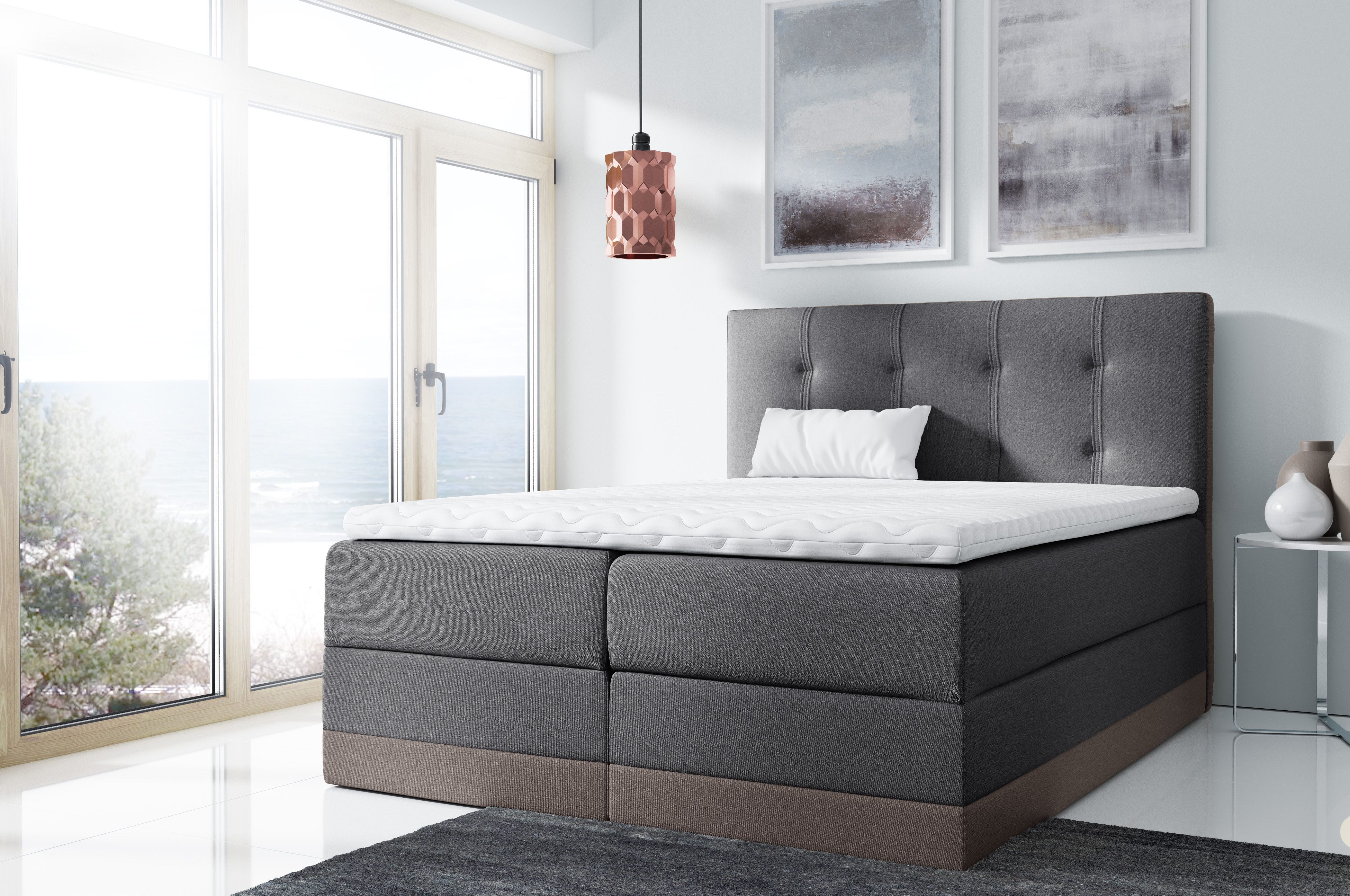 Schlaffabrik Boxspringbett ROYAL (Monolith 92 + Monolith 15), inkl. Matratze, Topper, Stauraum